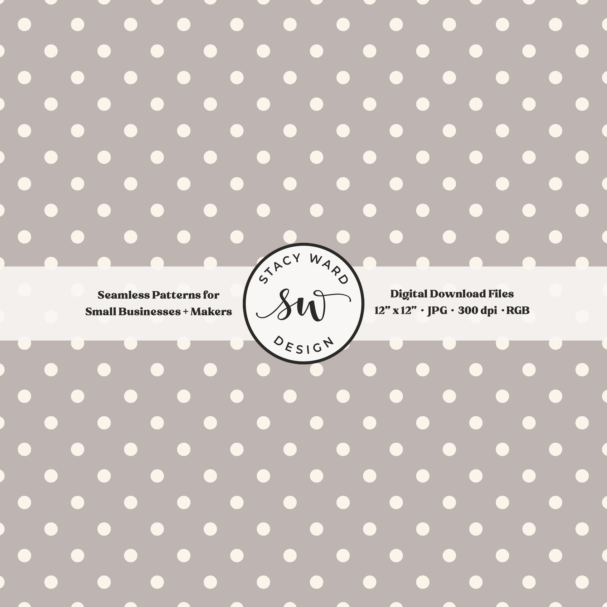 One quarter inch small dots seamless pattern in cream on grayish brown little polka dots coordinate digital file for fabric printing