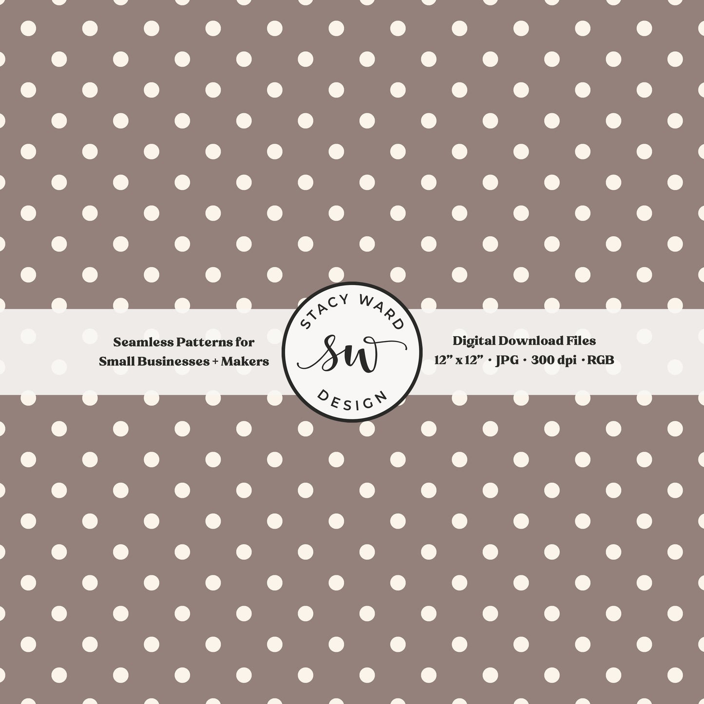 One quarter inch small dots seamless pattern in cream on taupe beige little polka dots coordinate digital file for fabric printing