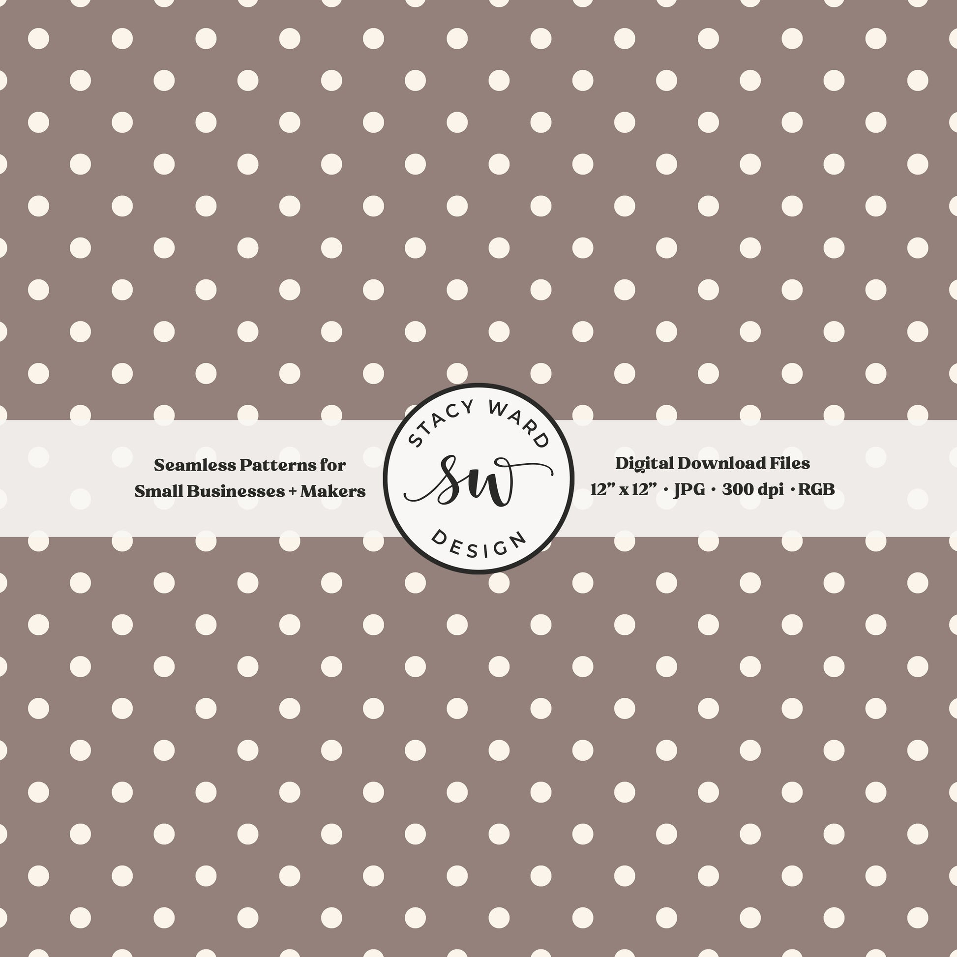 One quarter inch small dots seamless pattern in cream on taupe beige little polka dots coordinate digital file for fabric printing