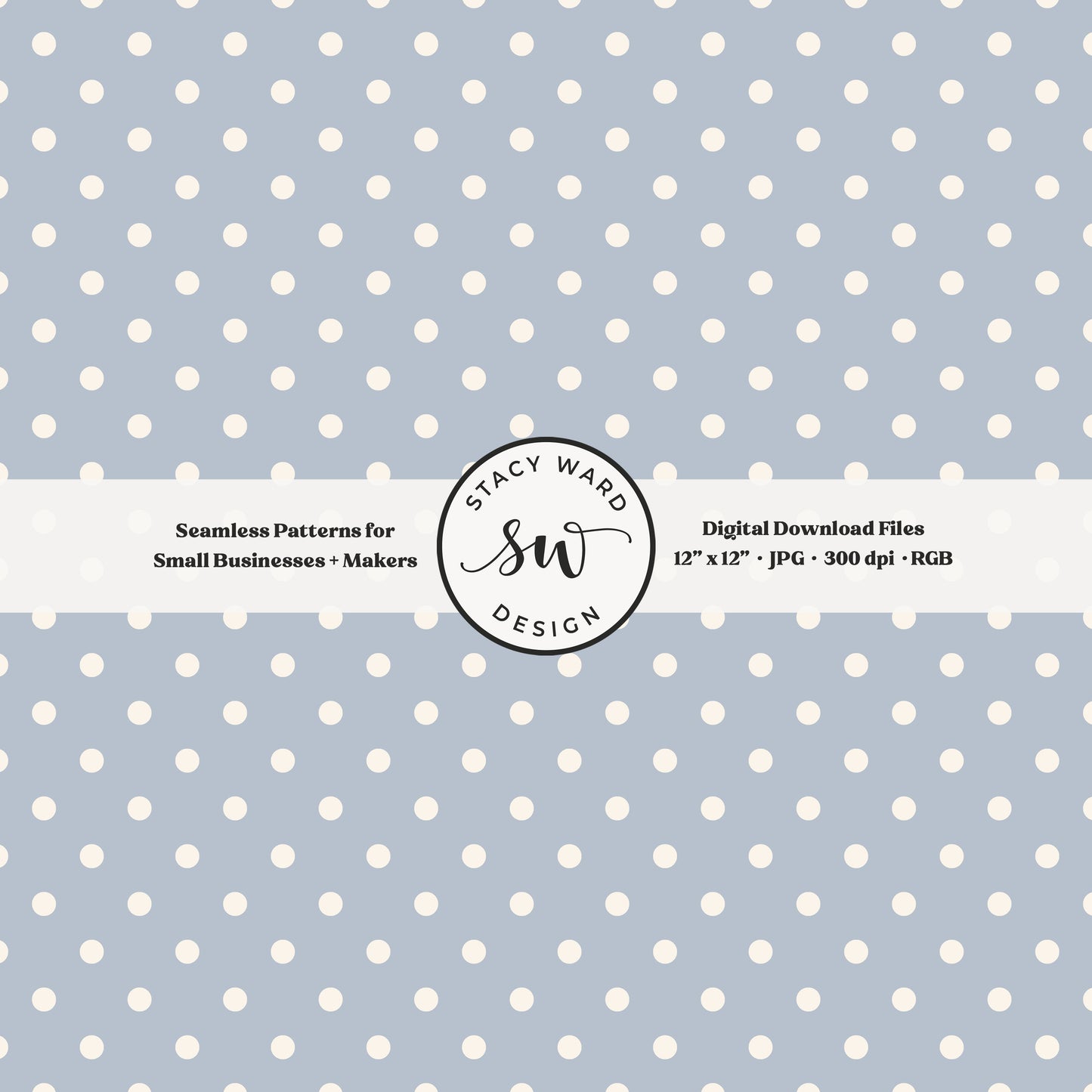 One quarter inch small dots seamless pattern in cream on soft blue little polka dots coordinate digital file for fabric printing
