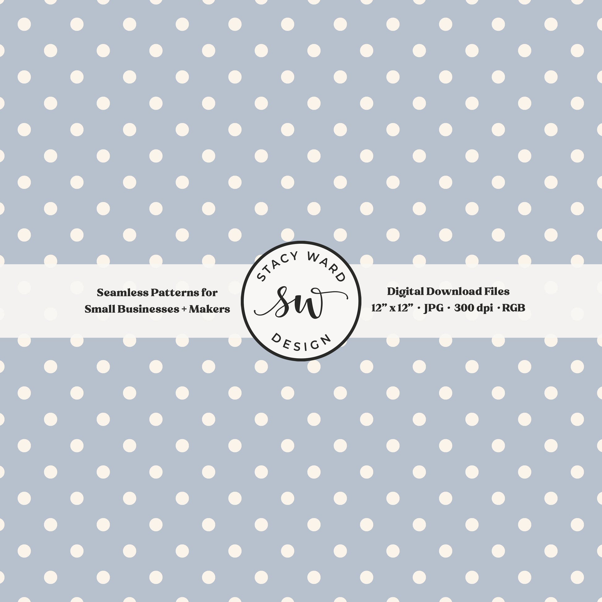 One quarter inch small dots seamless pattern in cream on soft blue little polka dots coordinate digital file for fabric printing