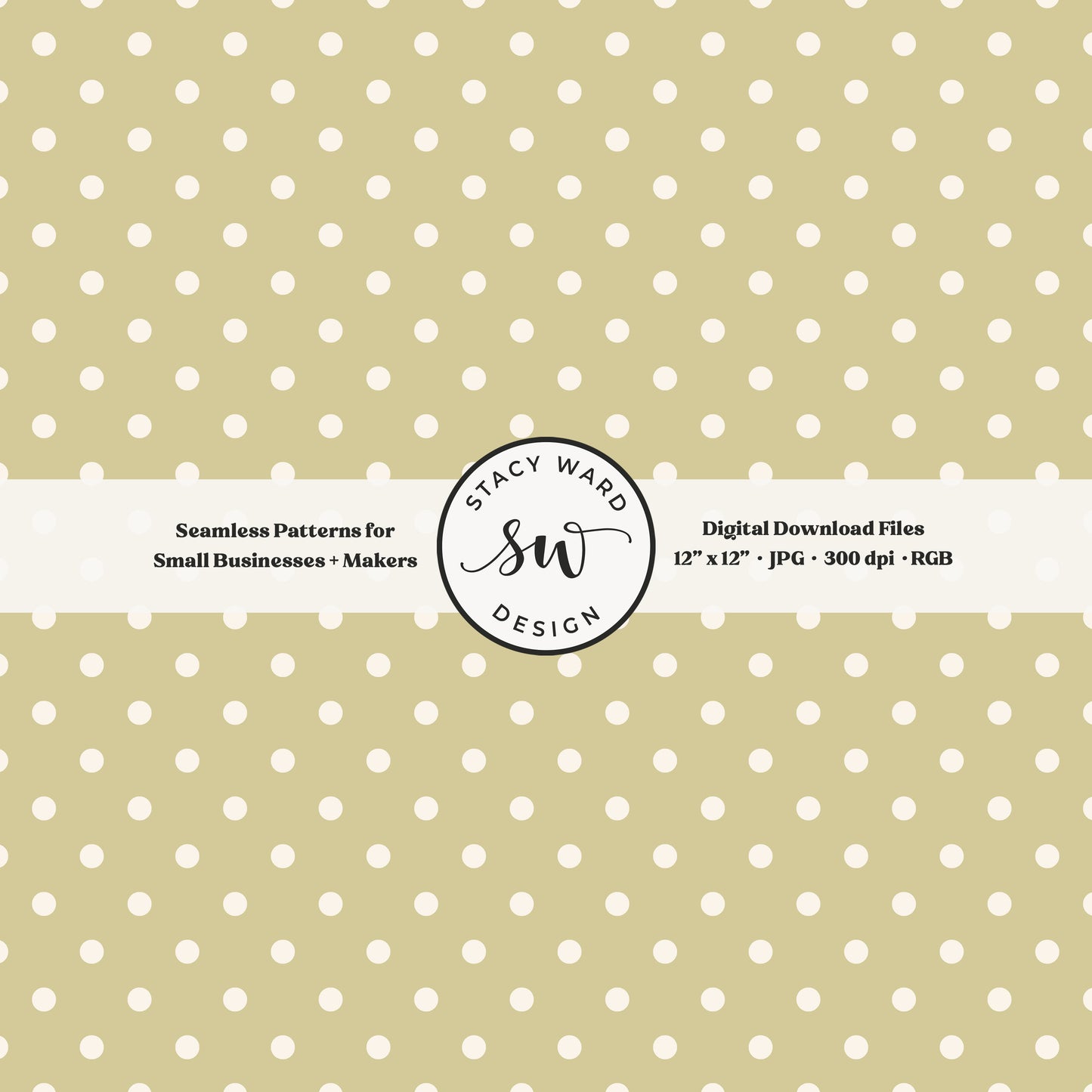 One quarter inch small dots seamless pattern in cream on yellowish green little polka dots coordinate digital file for fabric printing
