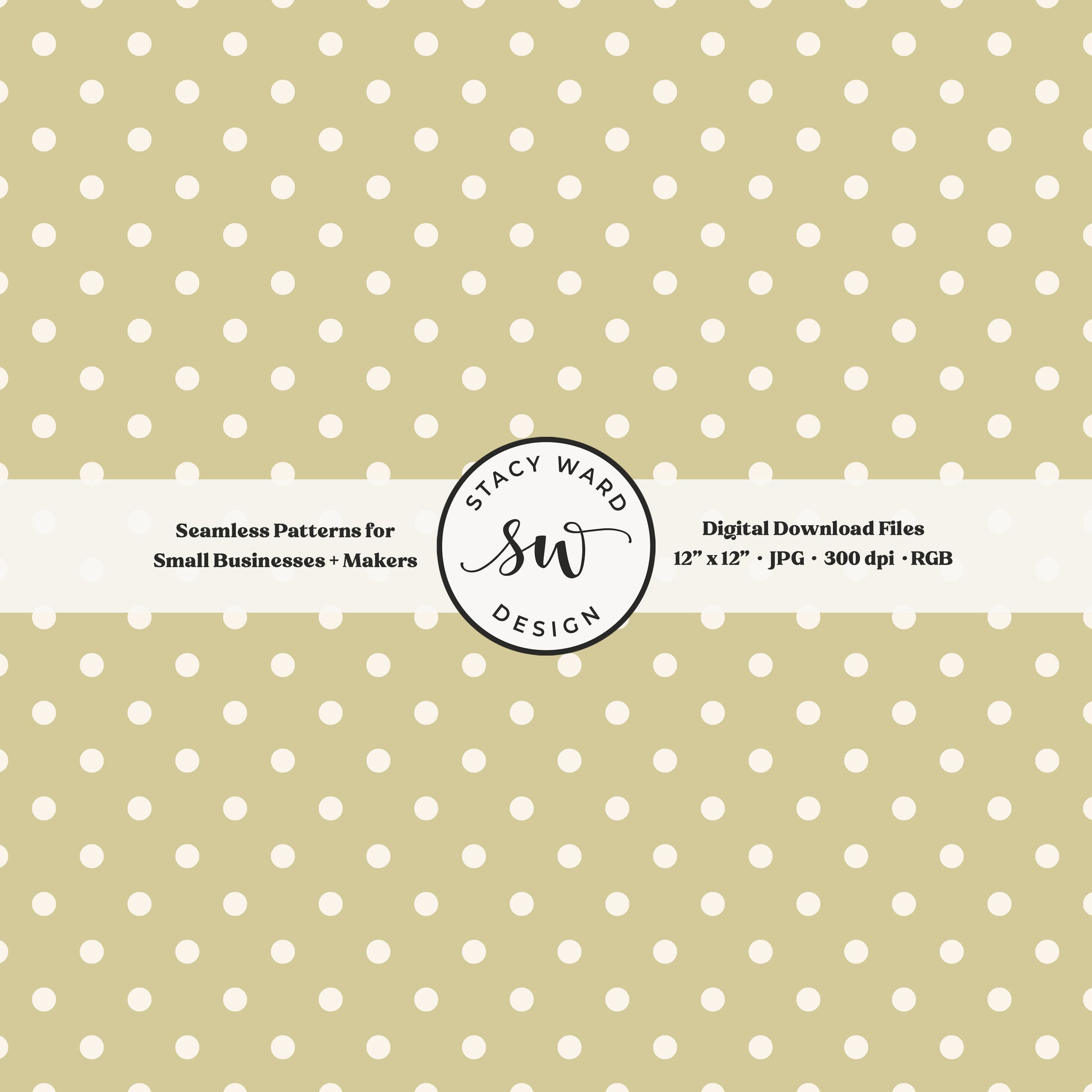 One quarter inch small dots seamless pattern in cream on yellowish green little polka dots coordinate digital file for fabric printing