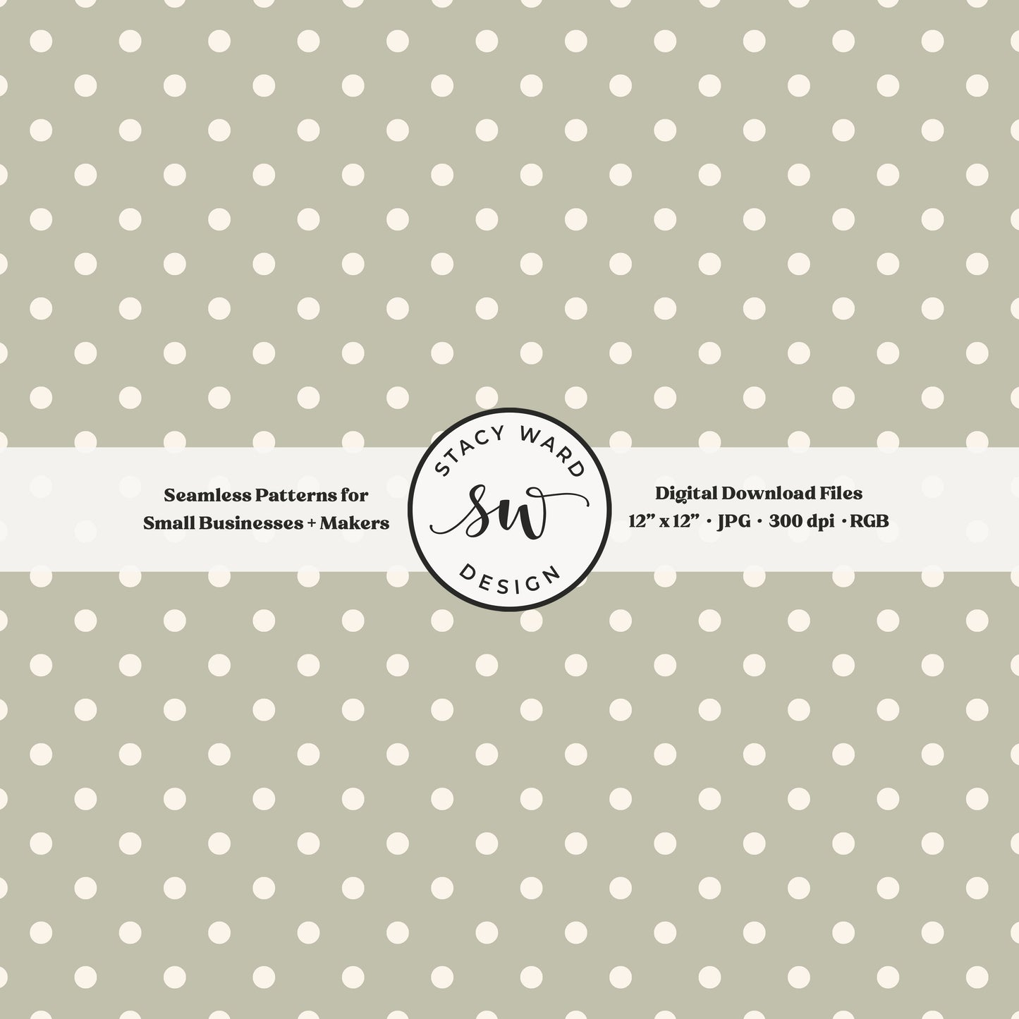 One quarter inch small dots seamless pattern in cream on dusty sage little polka dots coordinate digital file for fabric printing