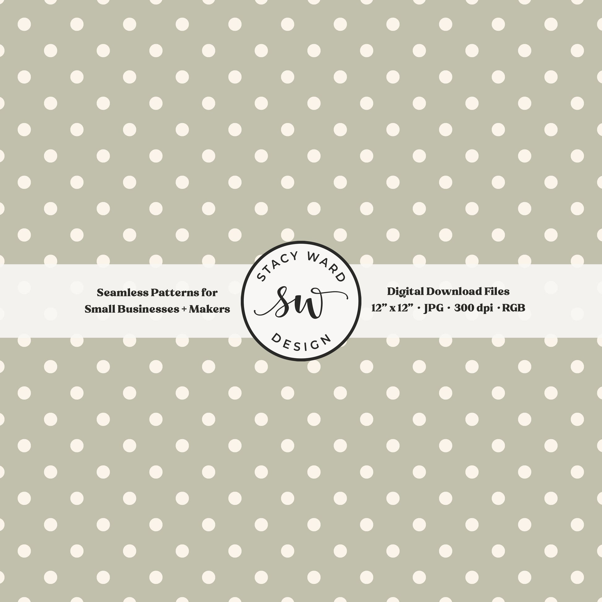 One quarter inch small dots seamless pattern in cream on dusty sage little polka dots coordinate digital file for fabric printing