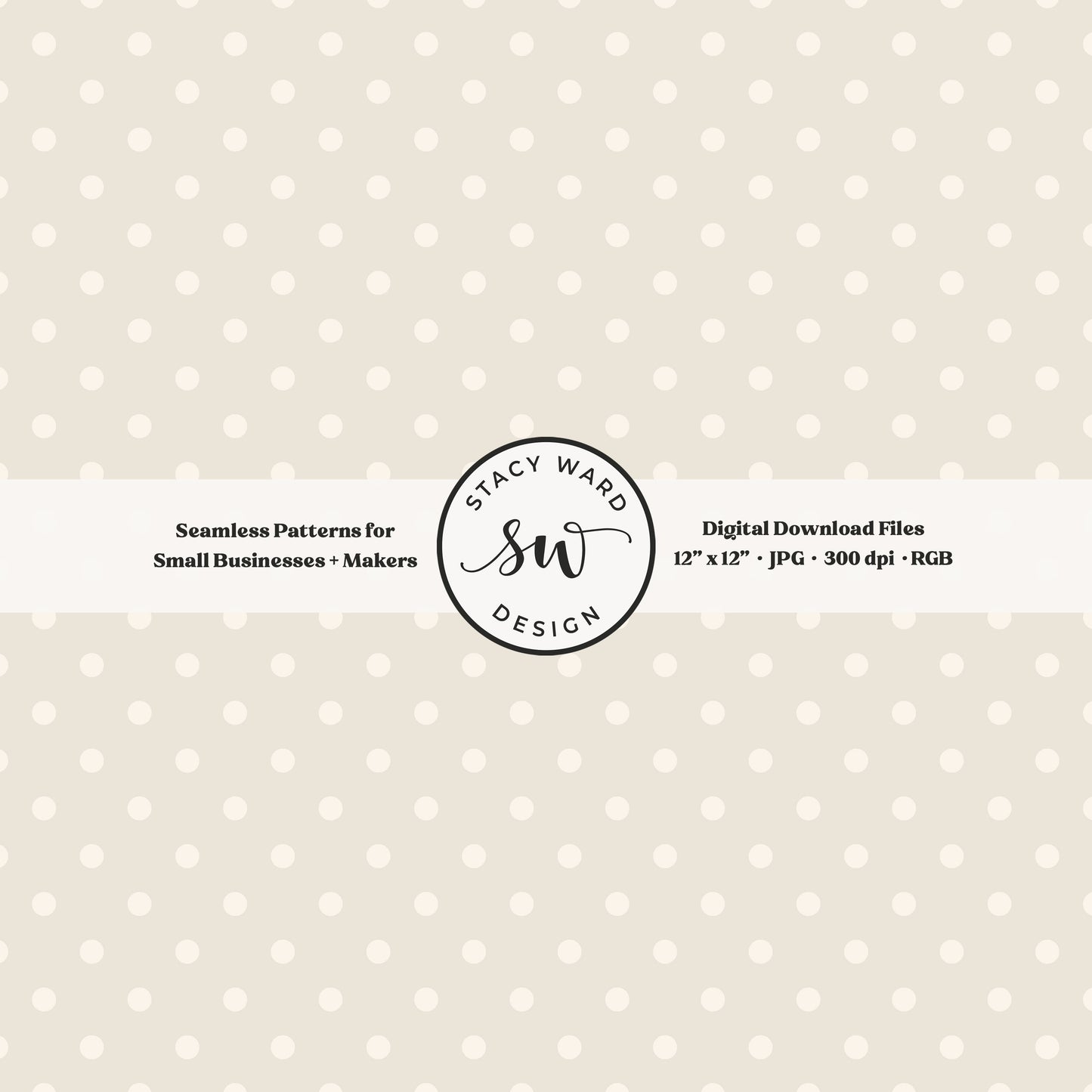 One quarter inch small dots seamless pattern in cream on warm white little polka dots coordinate digital file for fabric printing
