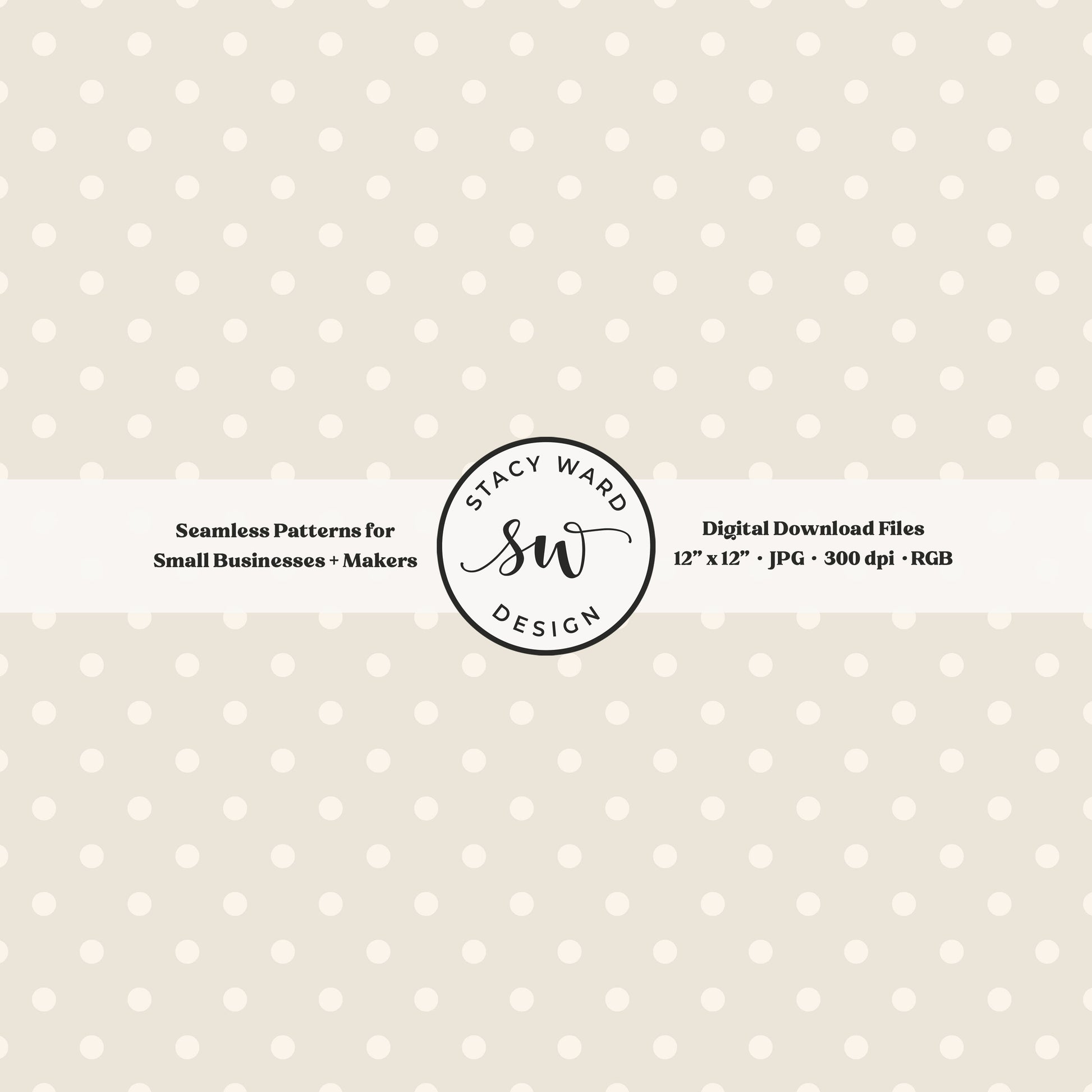 One quarter inch small dots seamless pattern in cream on warm white little polka dots coordinate digital file for fabric printing