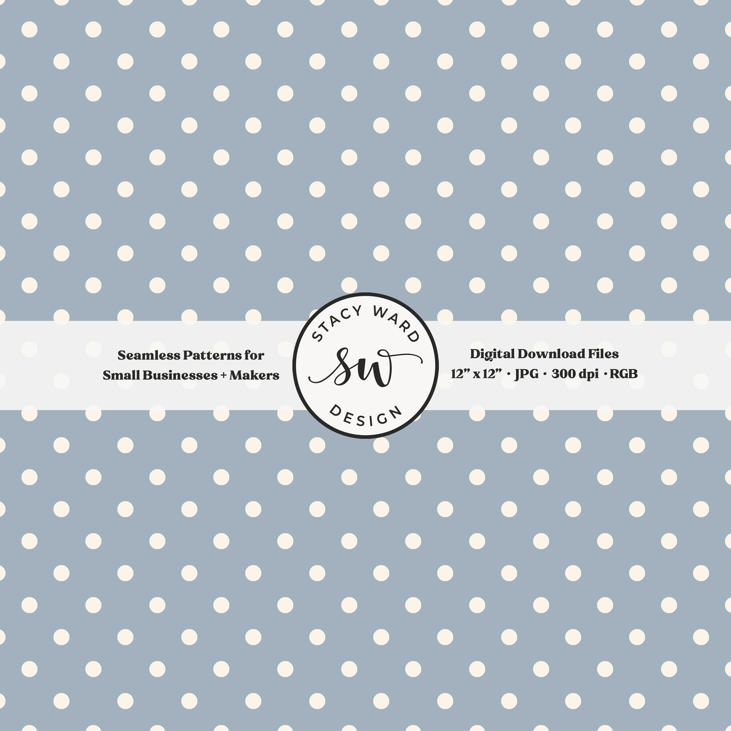 One quarter inch small dots seamless pattern in cream on steel blue little polka dots coordinate digital file for fabric printing
