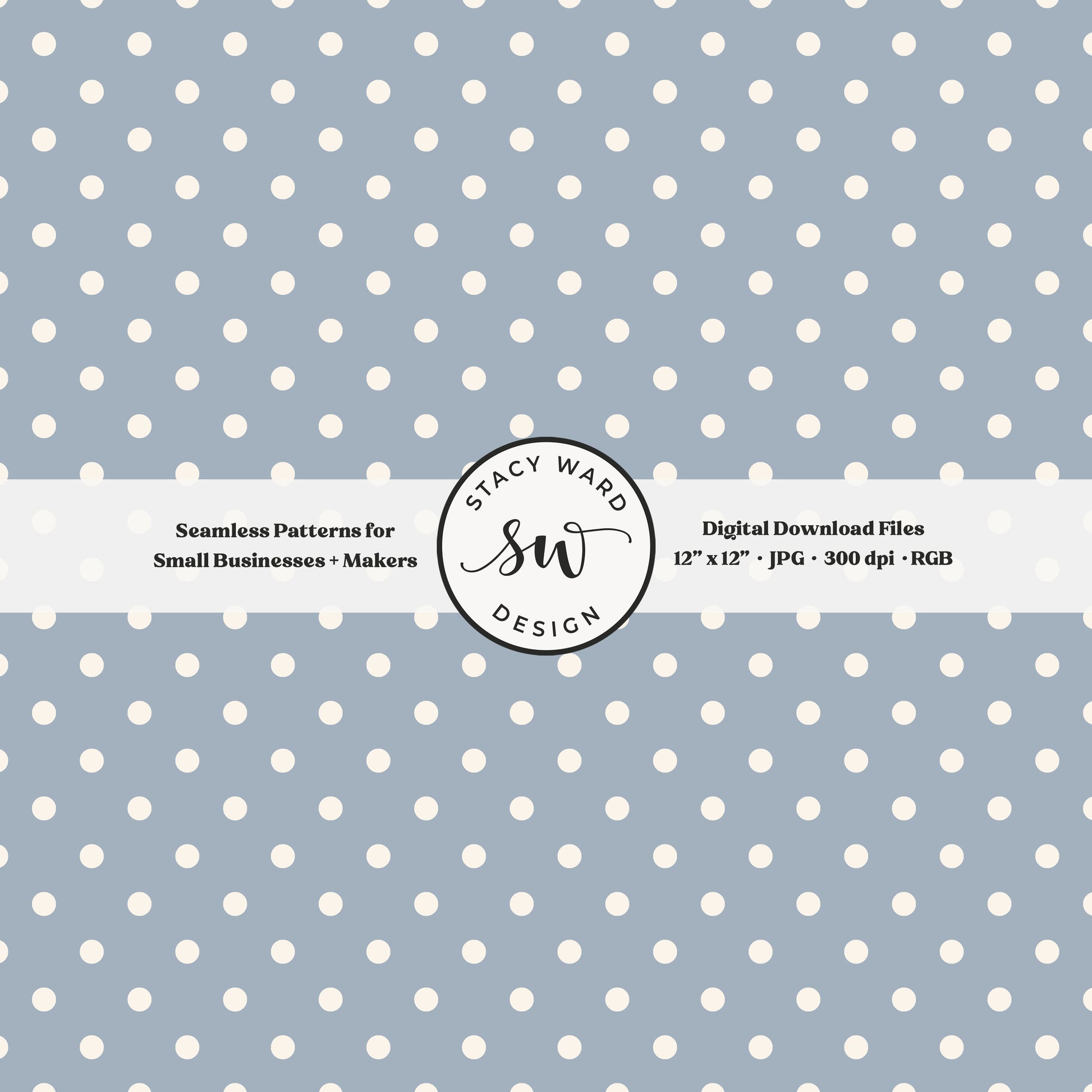 One quarter inch small dots seamless pattern in cream on steel blue little polka dots coordinate digital file for fabric printing
