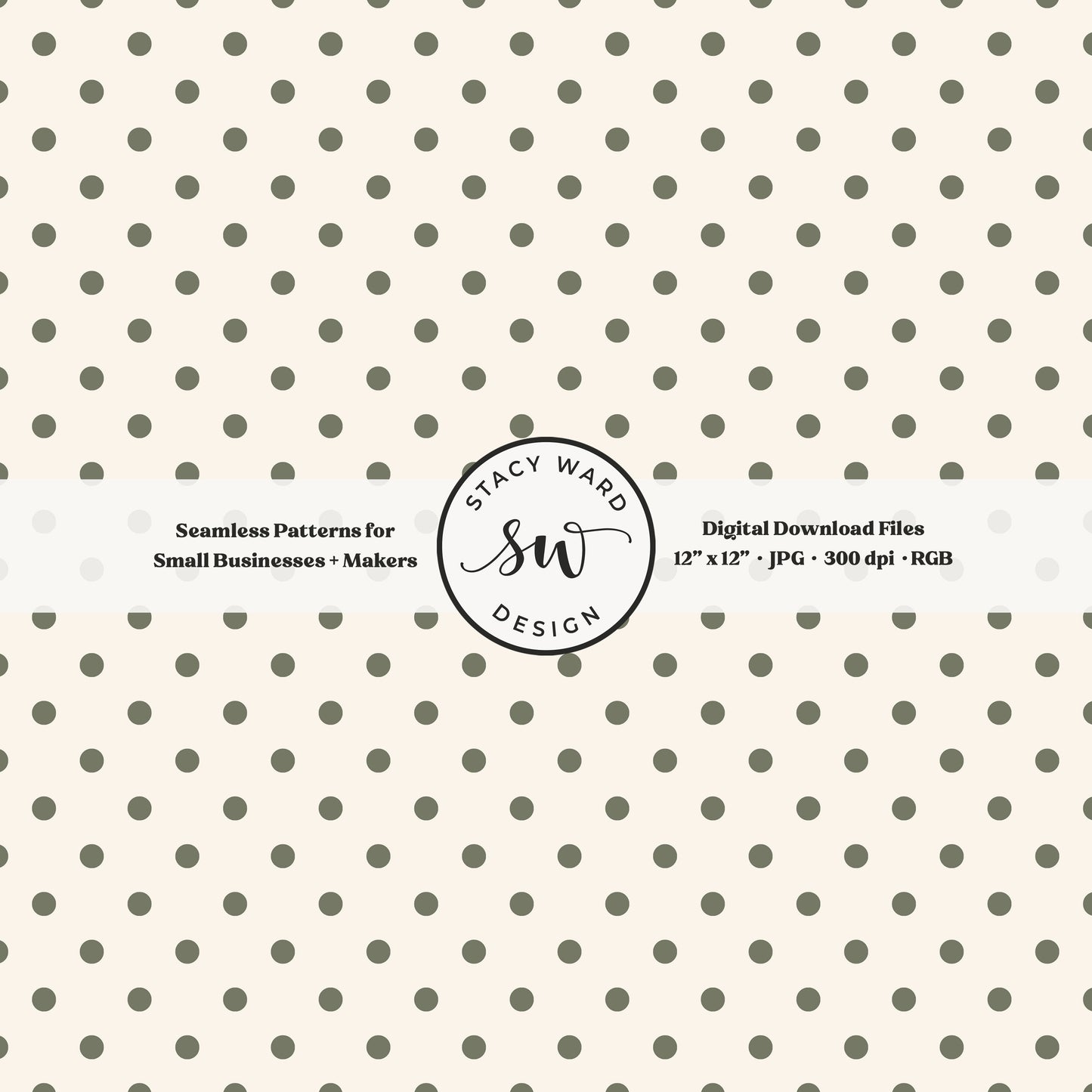 1/4" small dots seamless pattern in army green on cream tiny polka dots coordinate print