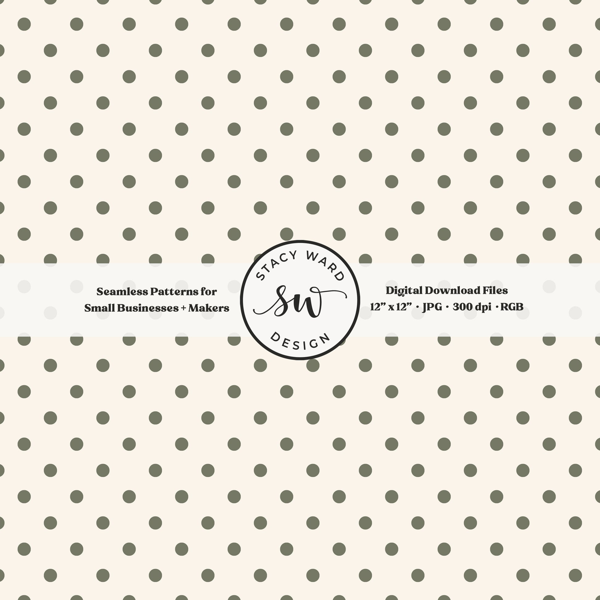 1/4" small dots seamless pattern in army green on cream tiny polka dots coordinate print