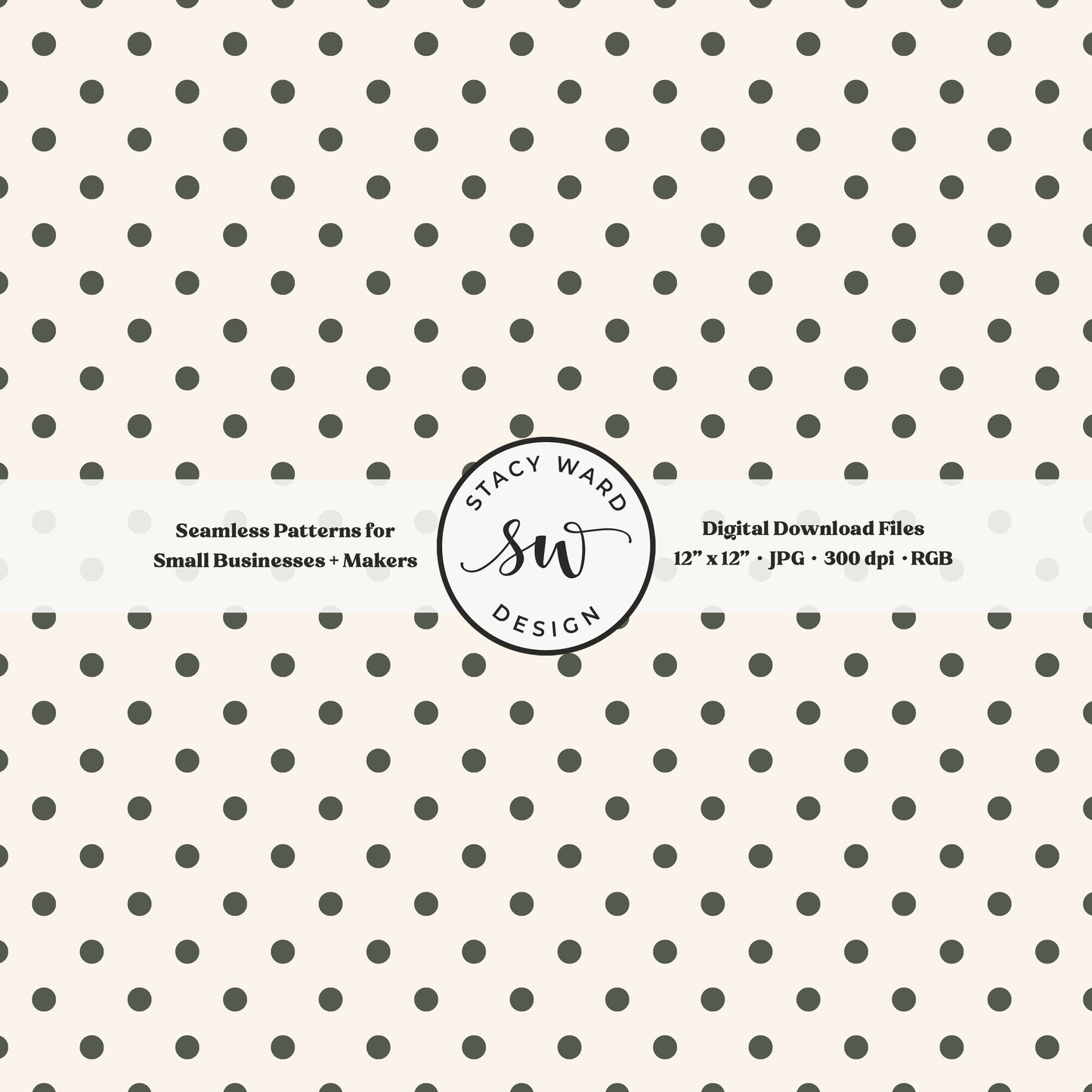 1/4" small dots seamless pattern in dark green on cream tiny polka dots coordinate print