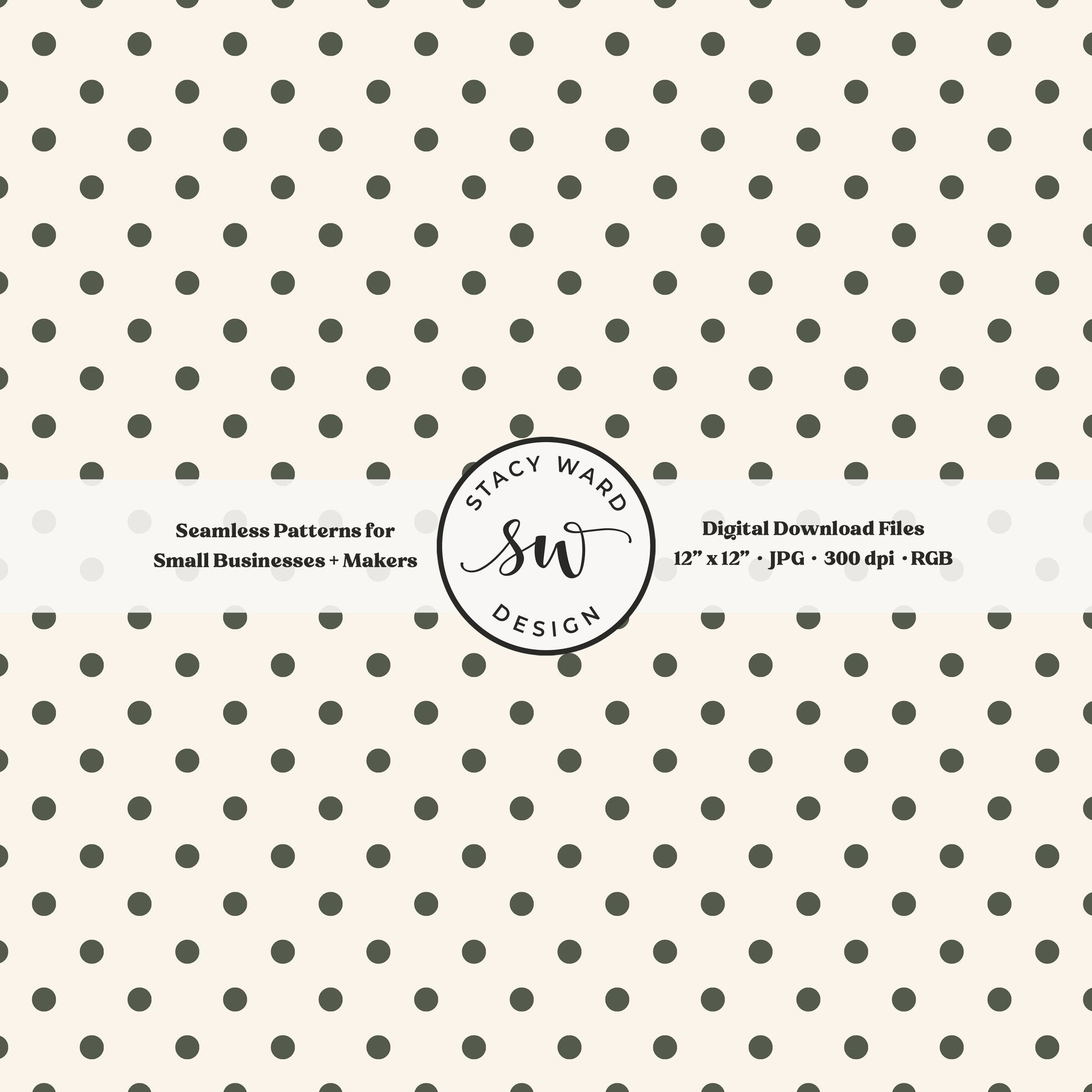 1/4" small dots seamless pattern in dark green on cream tiny polka dots coordinate print