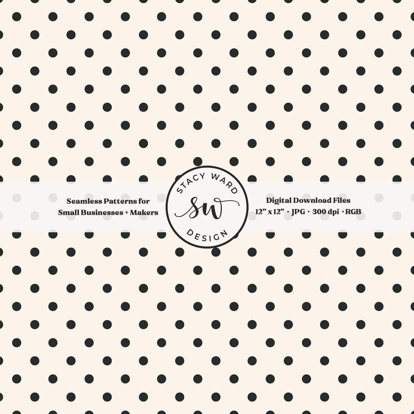 1/4" small dots seamless pattern in dark graphite on cream tiny polka dots coordinate print