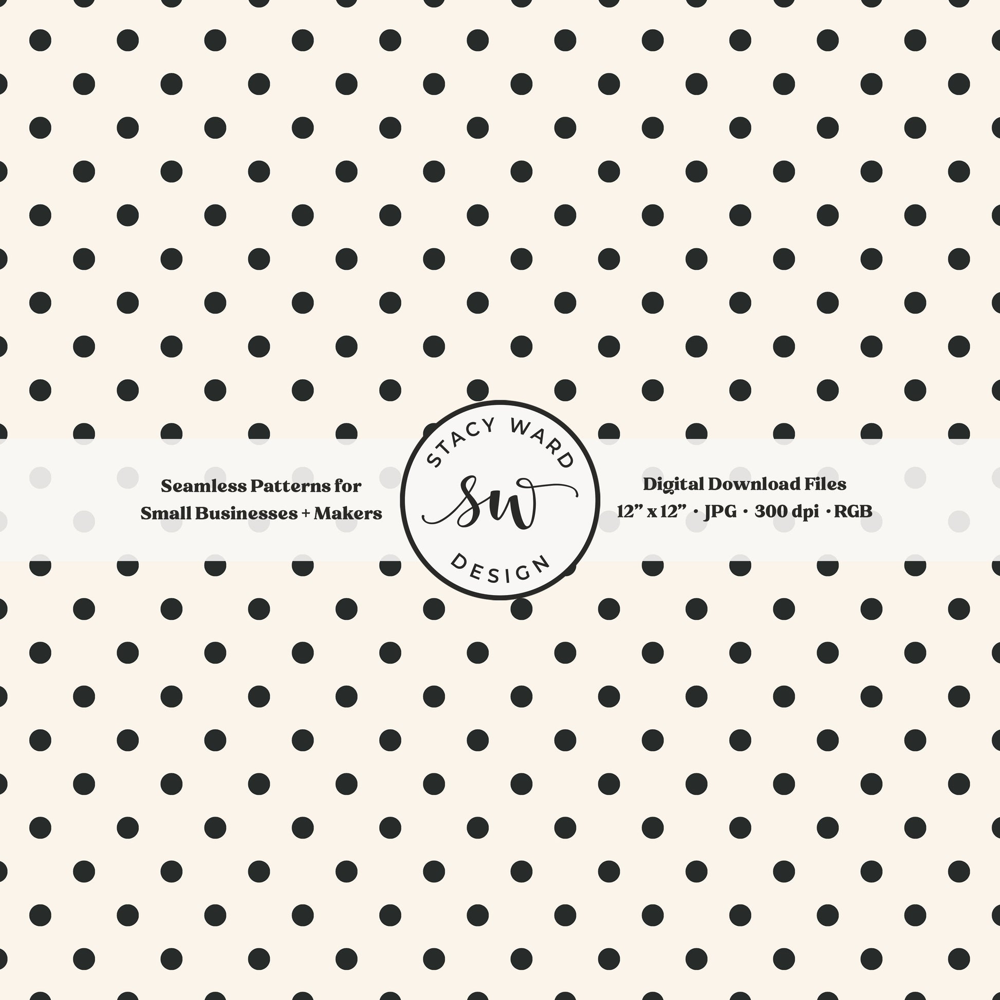 1/4" small dots seamless pattern in dark graphite on cream tiny polka dots coordinate print