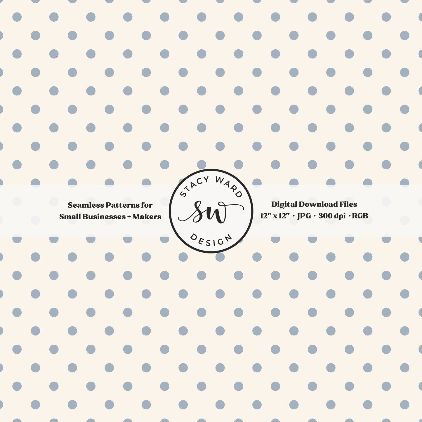 1/4" small dots seamless pattern in steel blue on cream tiny polka dots coordinate print