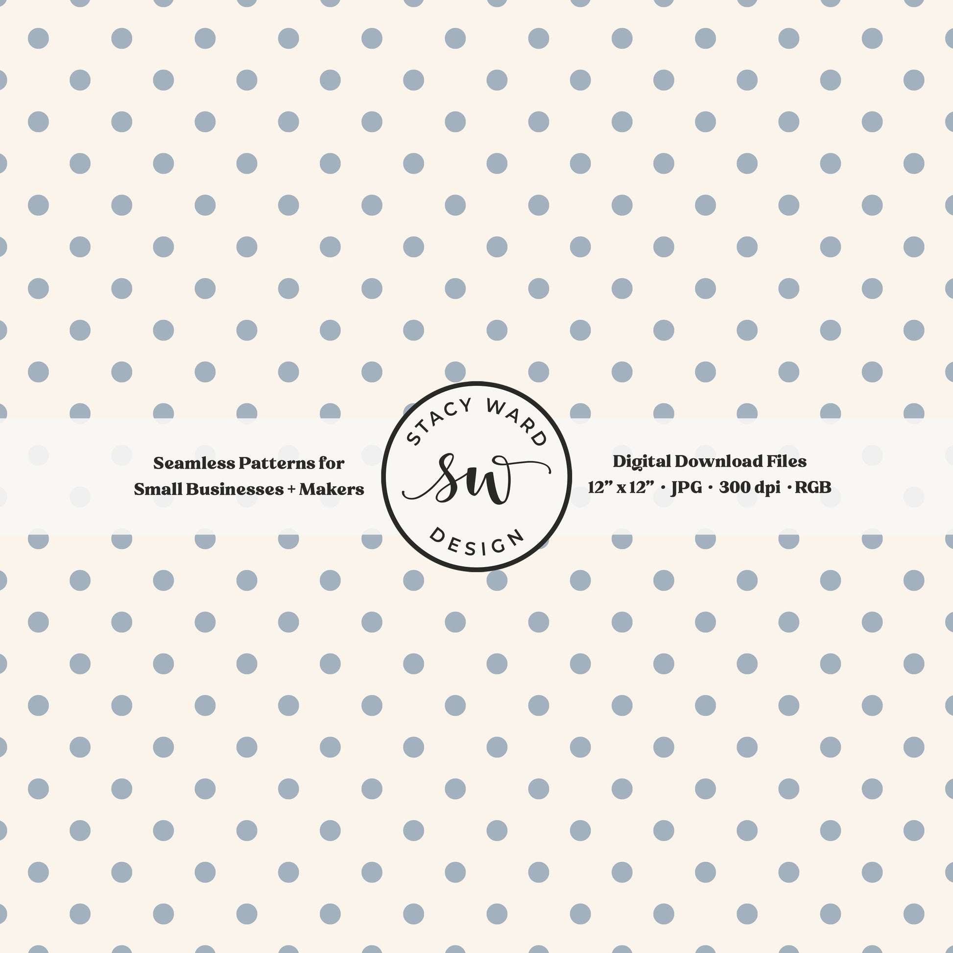 1/4" small dots seamless pattern in steel blue on cream tiny polka dots coordinate print