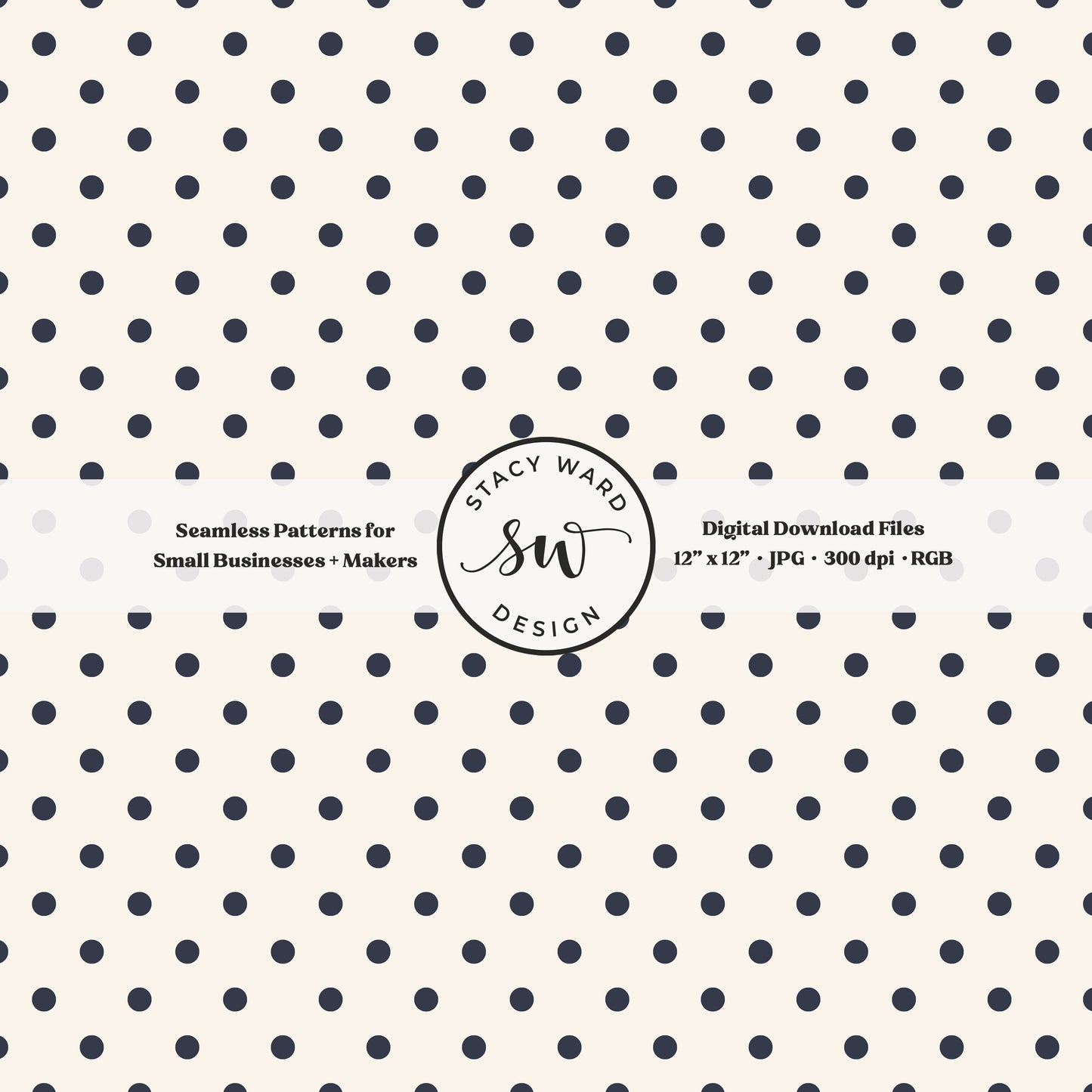 1/4" small dots seamless pattern in indigo blue on cream tiny polka dots coordinate print