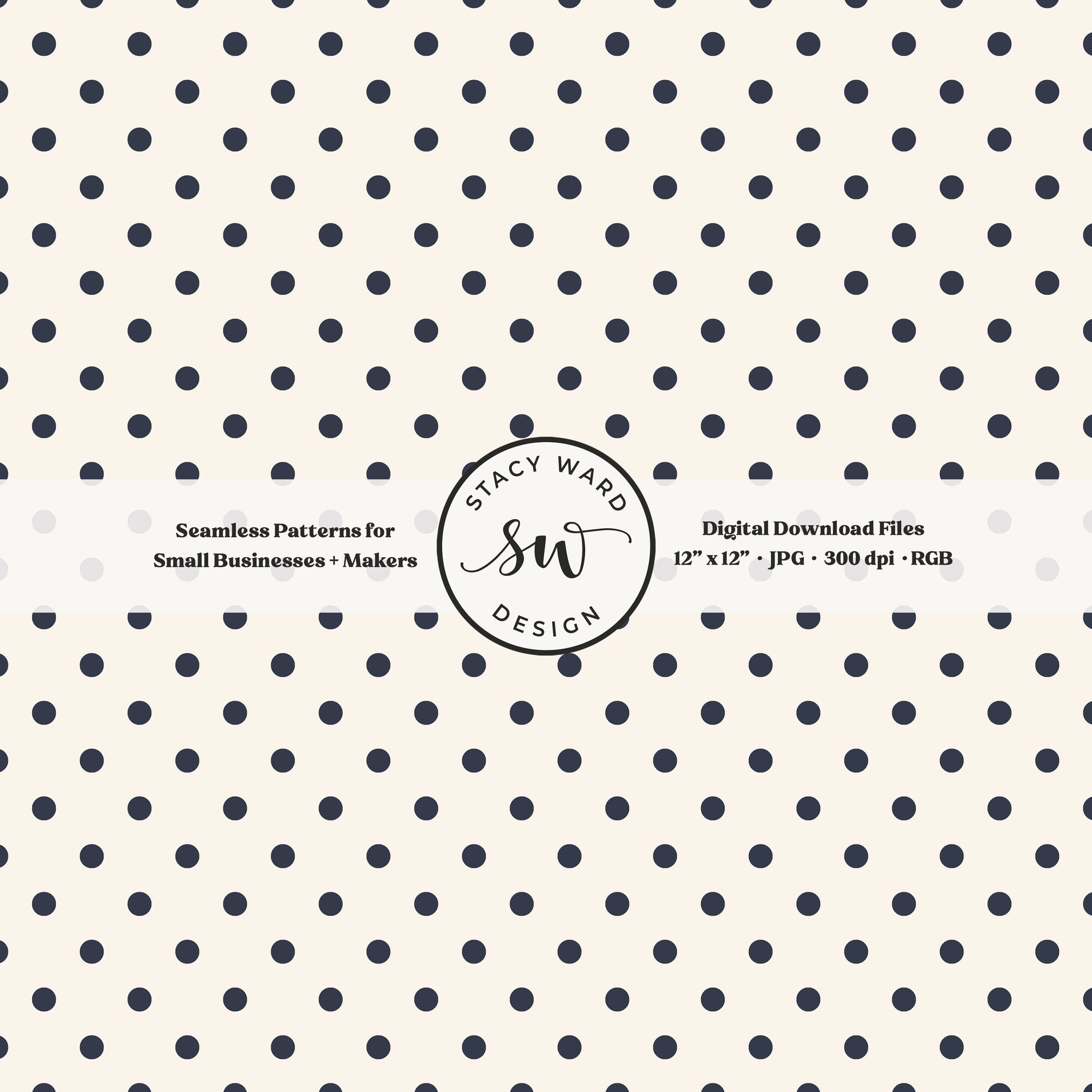 1/4" small dots seamless pattern in indigo blue on cream tiny polka dots coordinate print