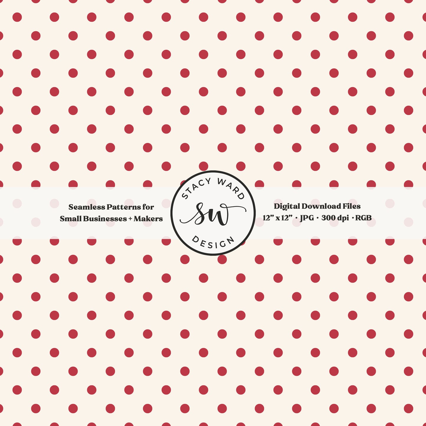 1/4" small dots seamless pattern in scarlet red on cream tiny polka dots coordinate print
