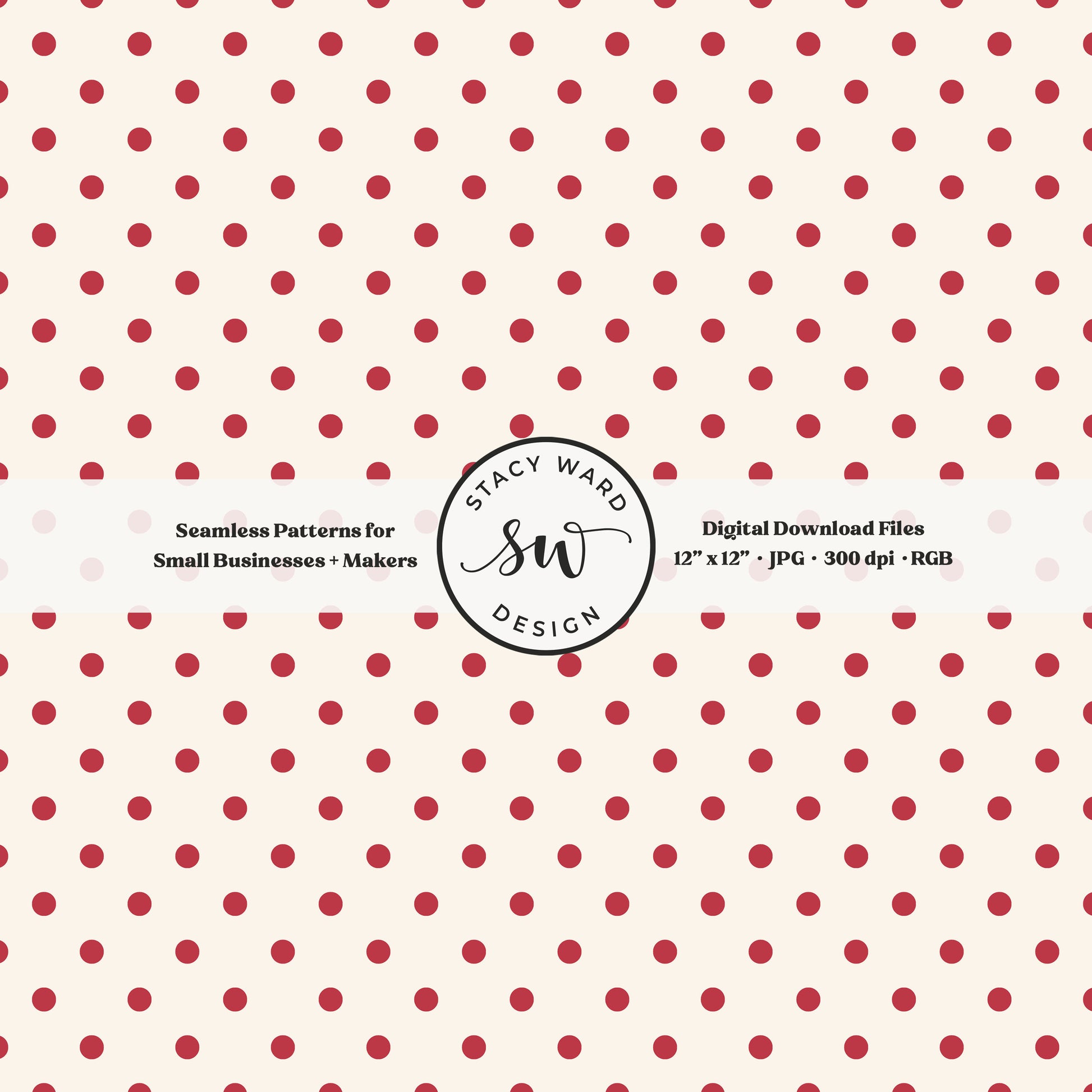 1/4" small dots seamless pattern in scarlet red on cream tiny polka dots coordinate print