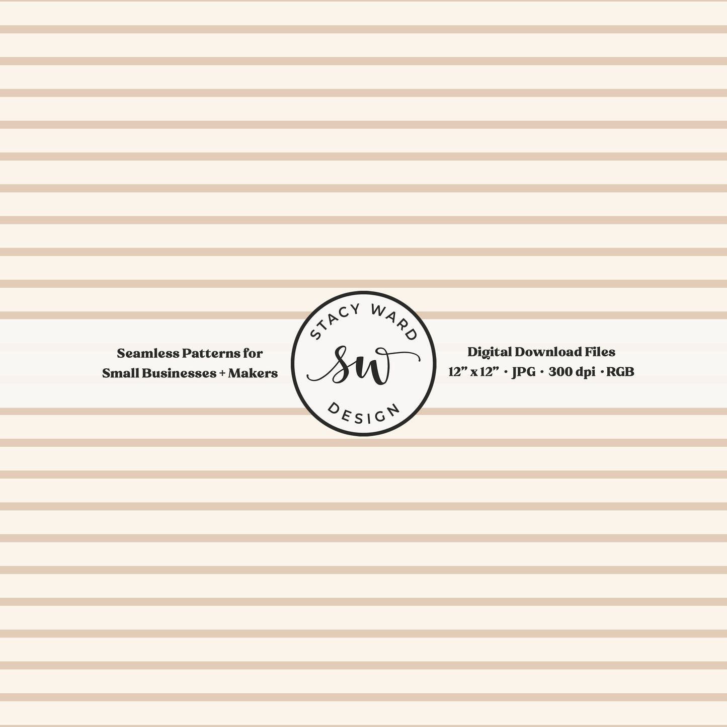 One eighth inch pinstripes seamless pattern in neutral tan on cream narrow lined low volume blender pattern for fabric printing