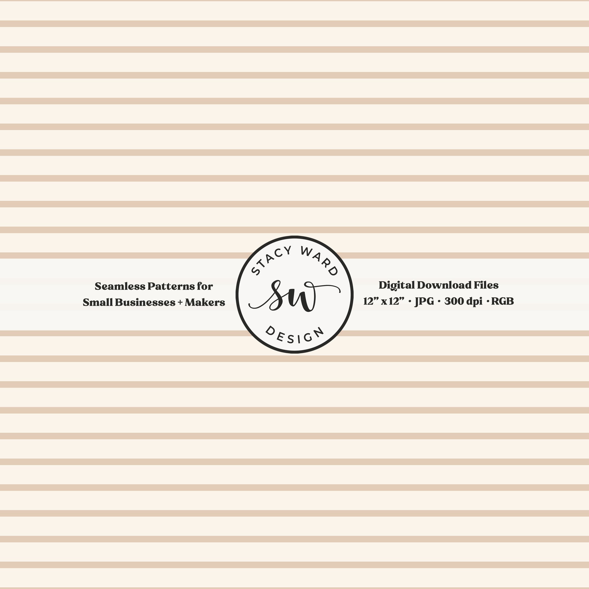 One eighth inch pinstripes seamless pattern in neutral tan on cream narrow lined low volume blender pattern for fabric printing