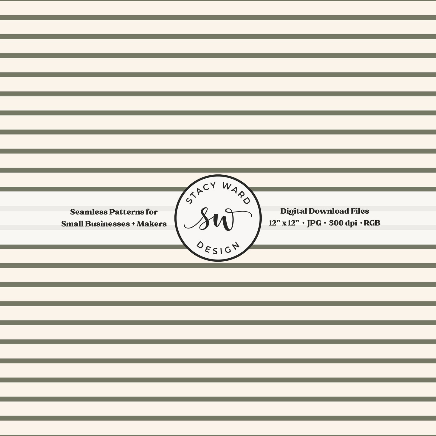 One eighth inch pinstripes seamless pattern in army green on cream narrow lined low volume blender pattern for fabric printing