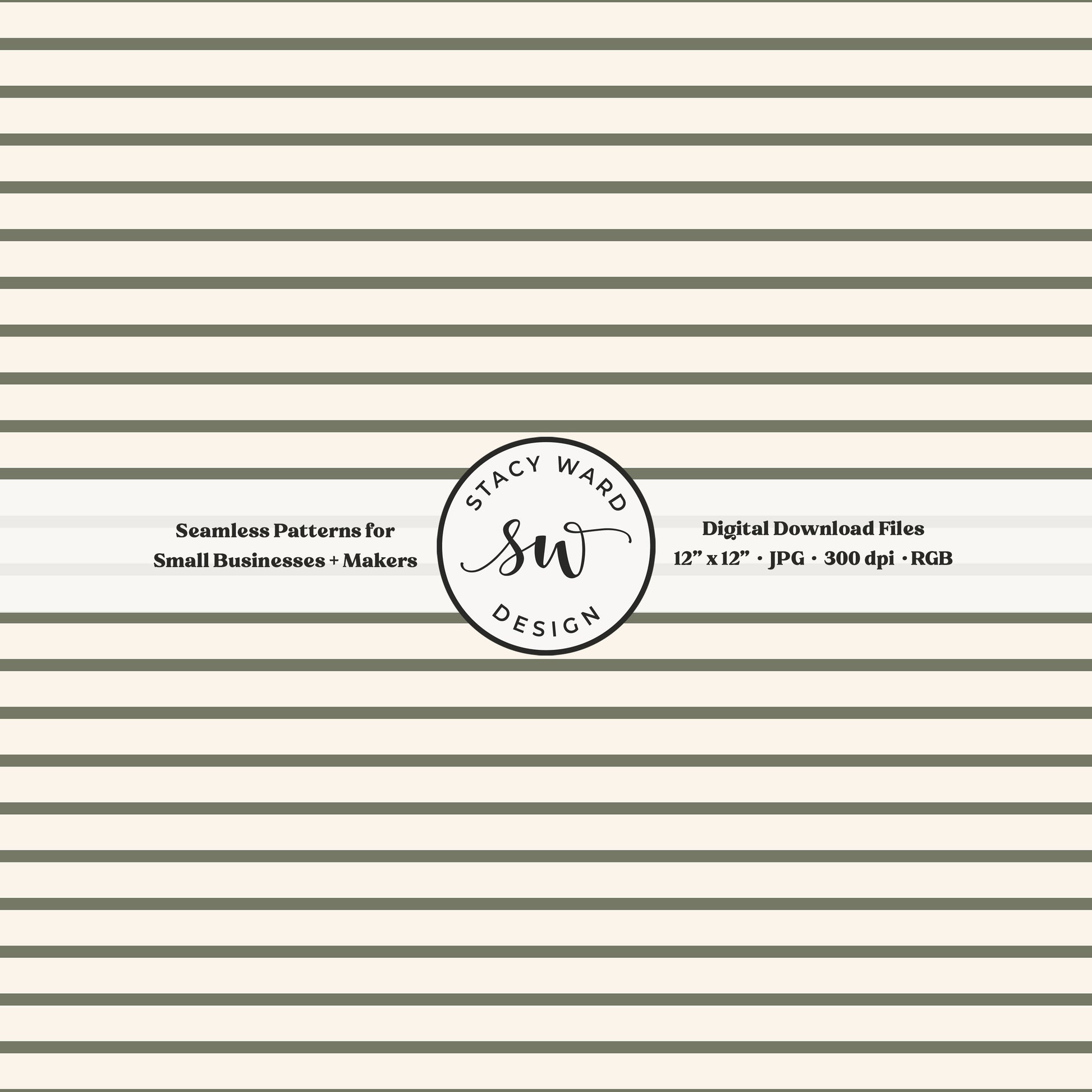 One eighth inch pinstripes seamless pattern in army green on cream narrow lined low volume blender pattern for fabric printing
