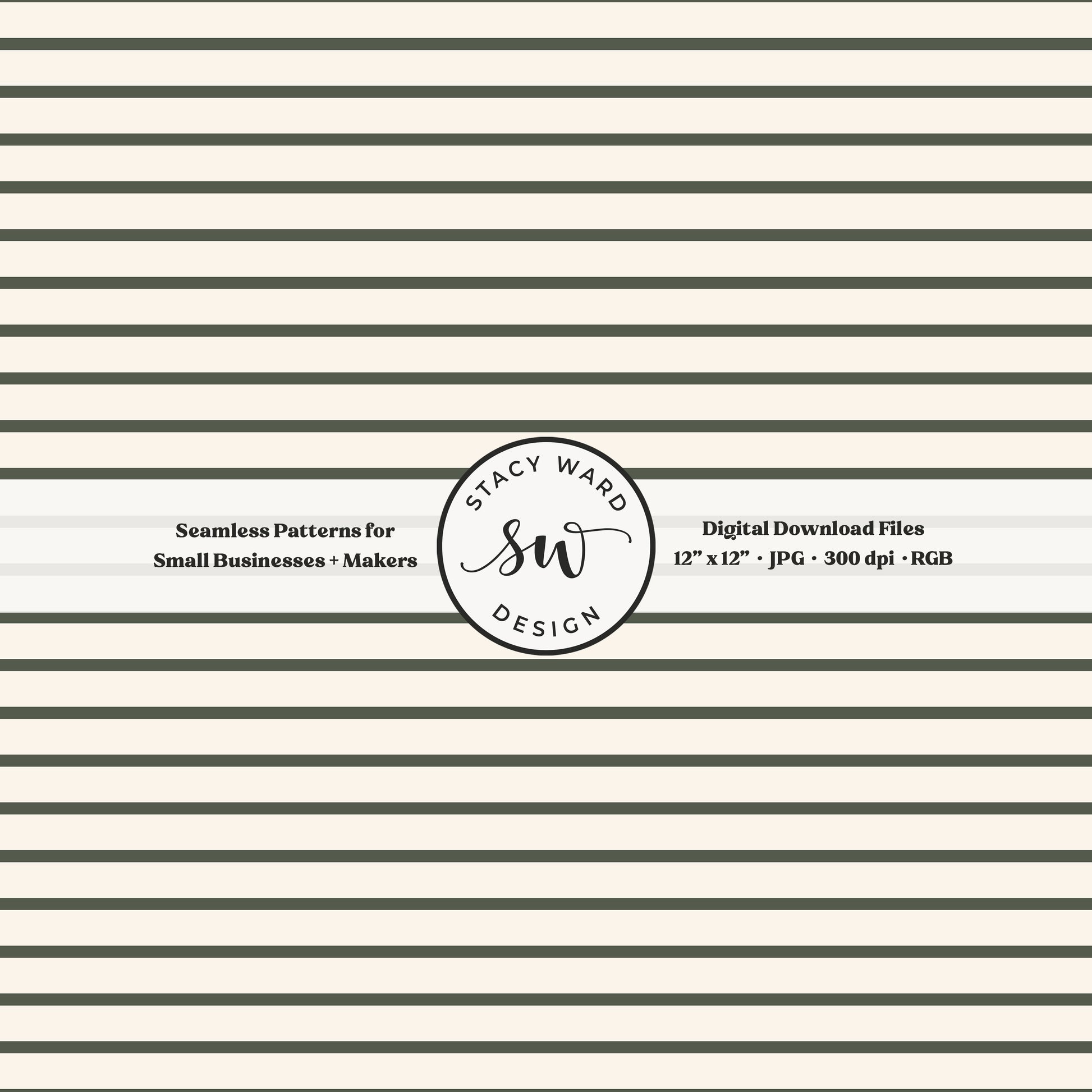 One eighth inch pinstripes seamless pattern in dark green on cream narrow lined low volume blender pattern for fabric printing