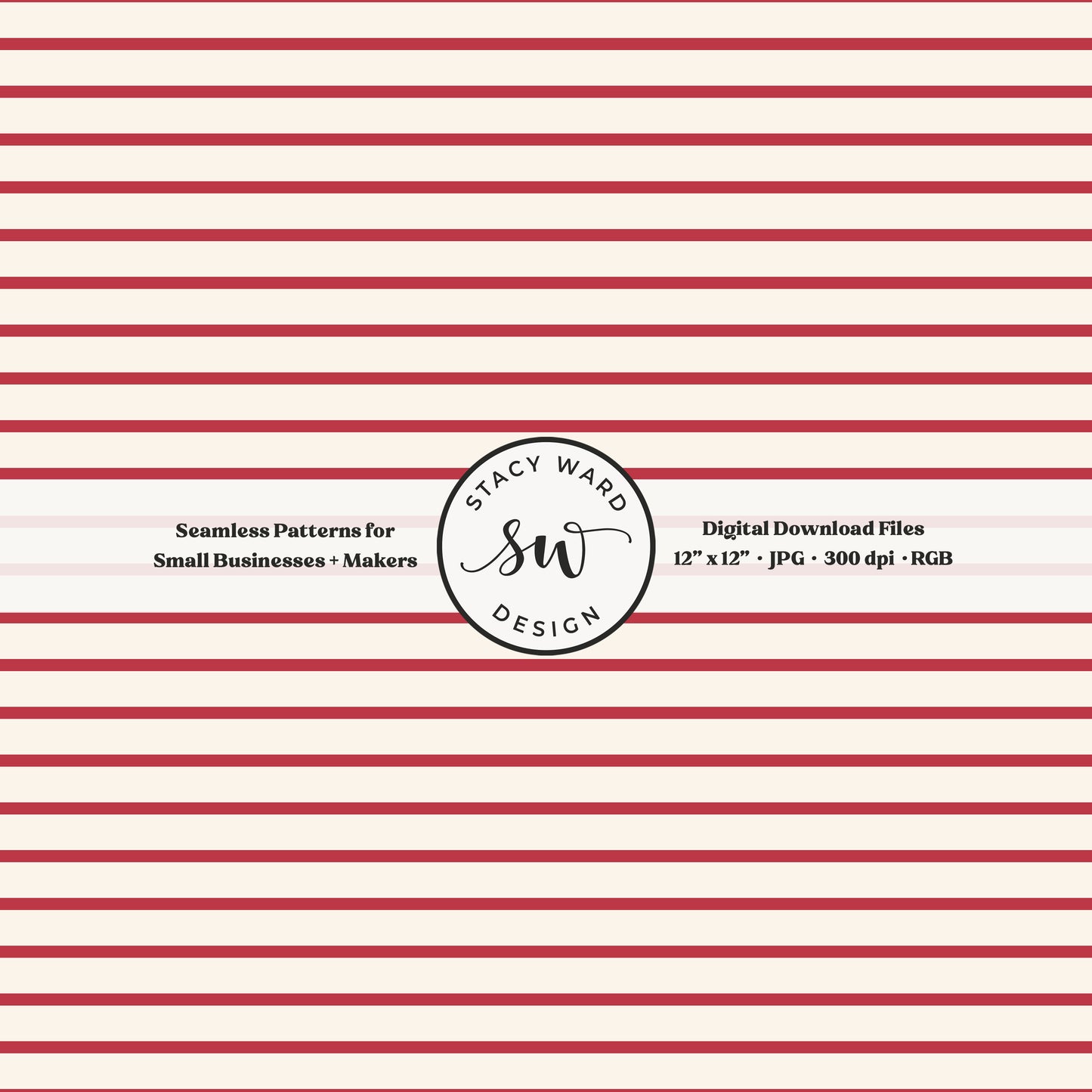 One eighth inch pinstripes seamless pattern in scarlet red on cream narrow lined low volume blender pattern for fabric printing