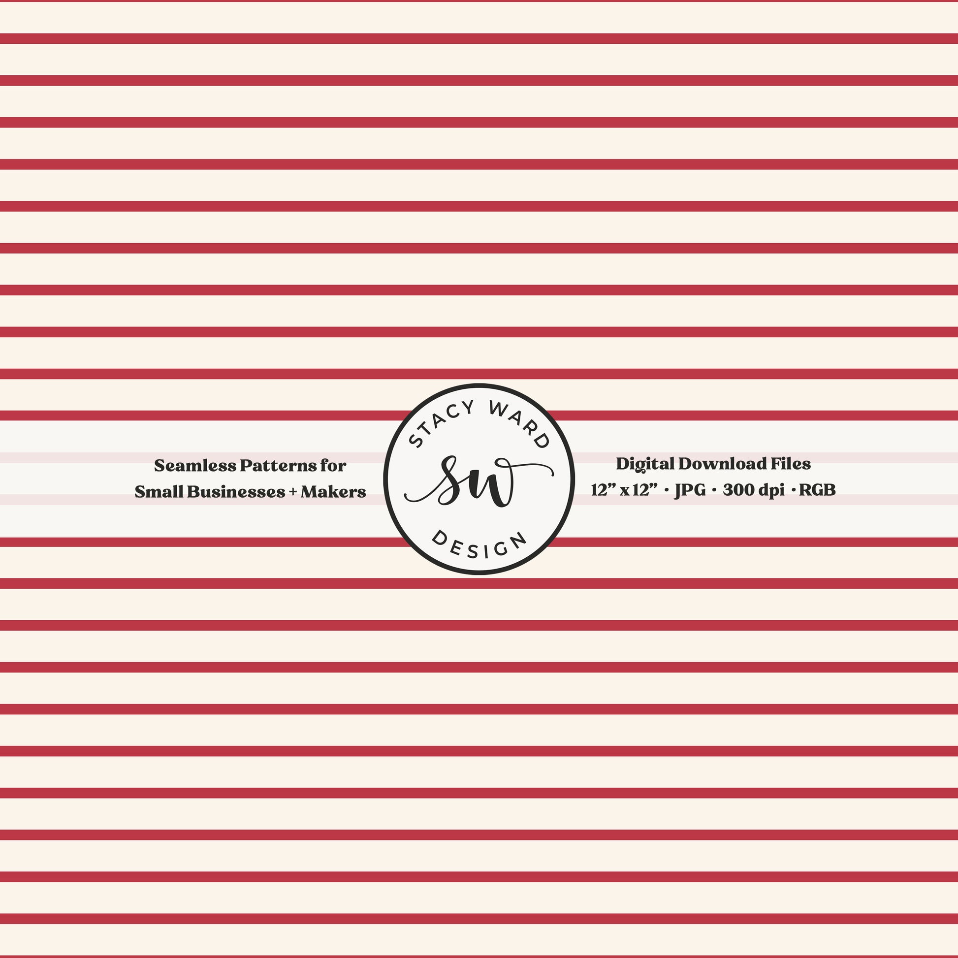 One eighth inch pinstripes seamless pattern in scarlet red on cream narrow lined low volume blender pattern for fabric printing