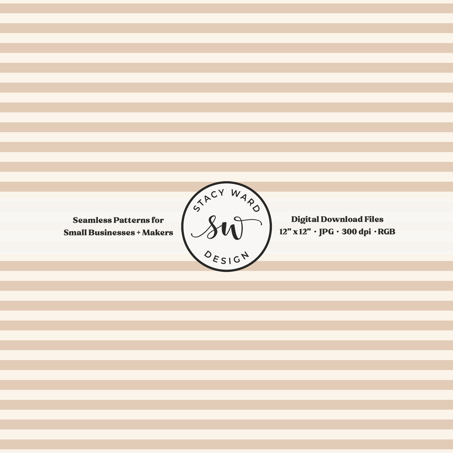 Classic 1/4" stripes seamless pattern in neutral tan on cream small scale horizontal lines blender pattern for fabric printing