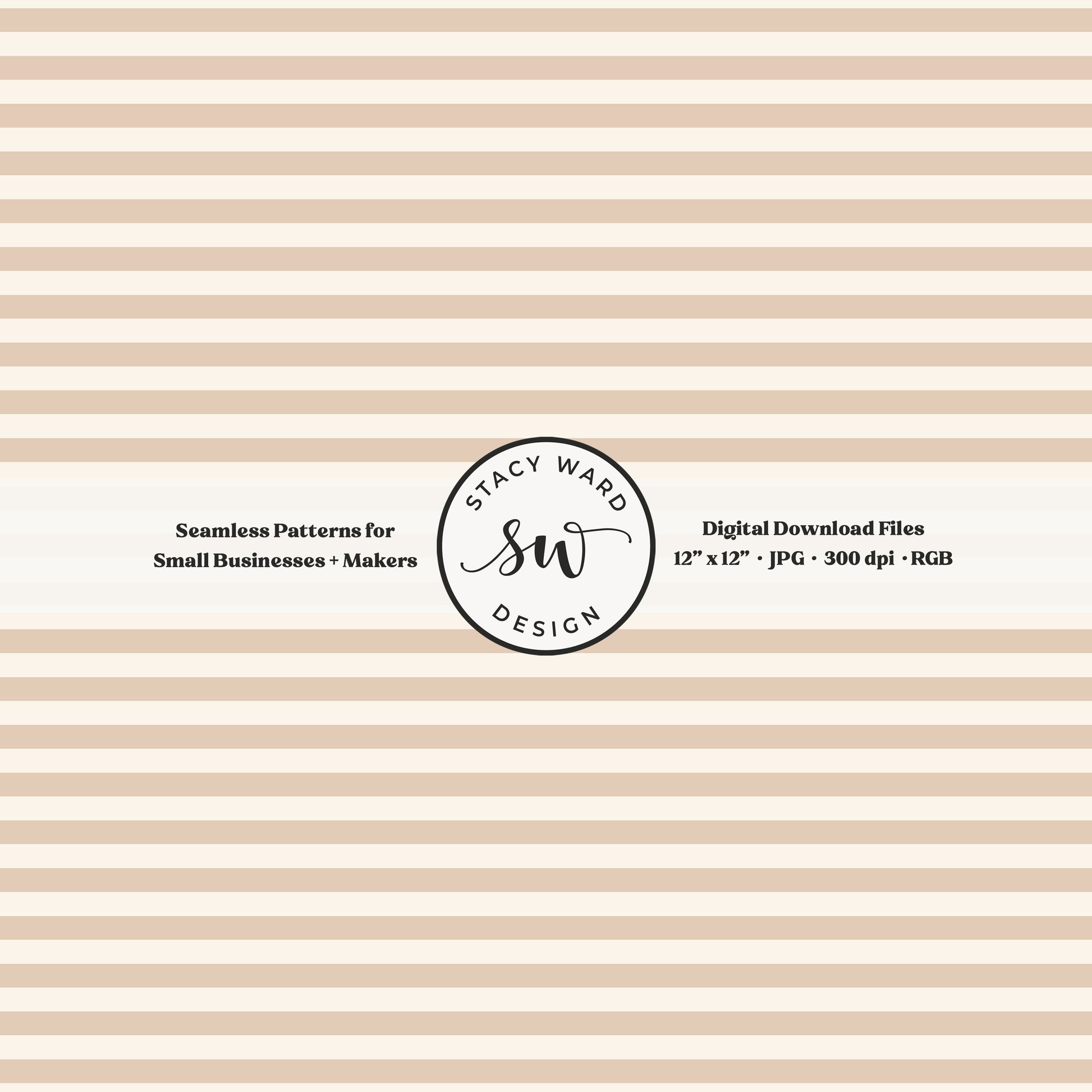 Classic 1/4" stripes seamless pattern in neutral tan on cream small scale horizontal lines blender pattern for fabric printing
