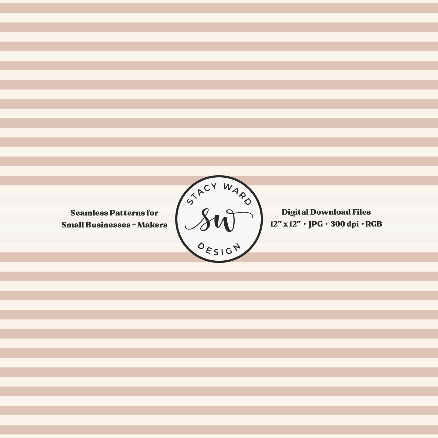 Classic 1/4" stripes seamless pattern in muted dusty rose on cream small scale horizontal lines blender pattern for fabric printing