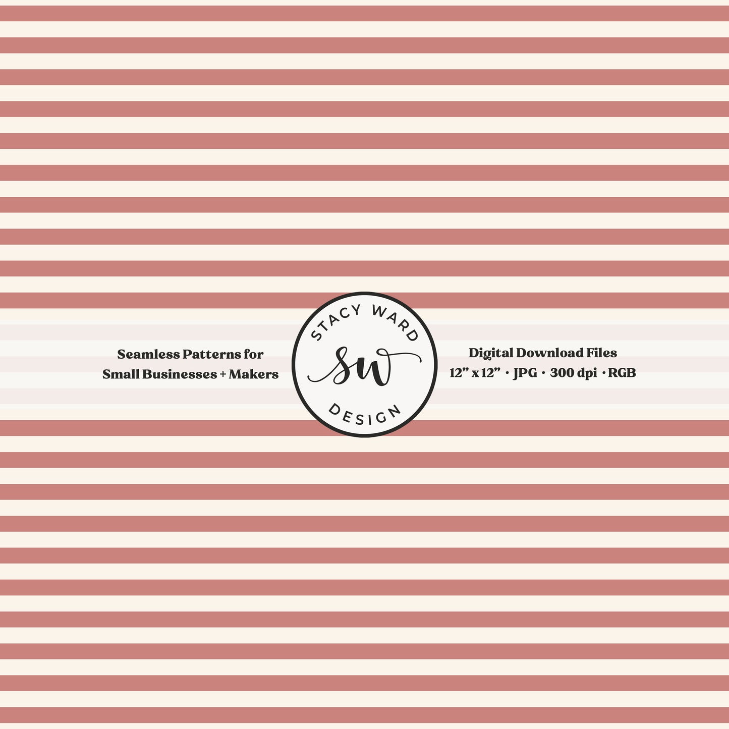 Classic 1/4" stripes seamless pattern in antique pink on cream small scale horizontal lines blender pattern for fabric printing