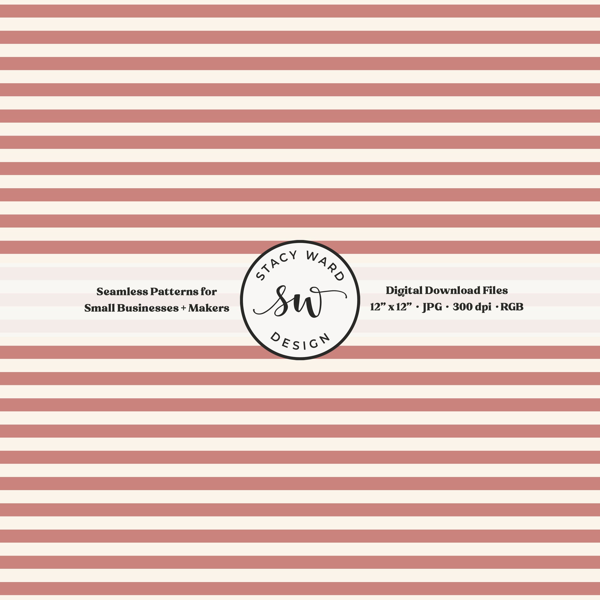 Classic 1/4" stripes seamless pattern in antique pink on cream small scale horizontal lines blender pattern for fabric printing