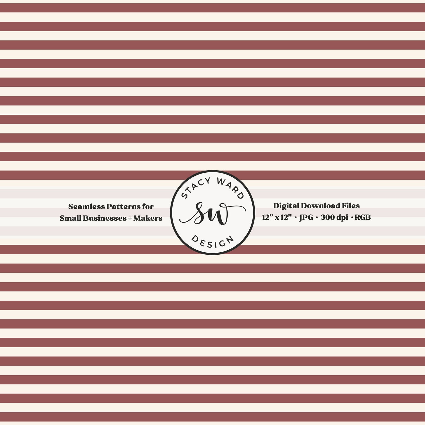 Classic 1/4" stripes seamless pattern in burgundy on cream small scale horizontal lines blender pattern for fabric printing