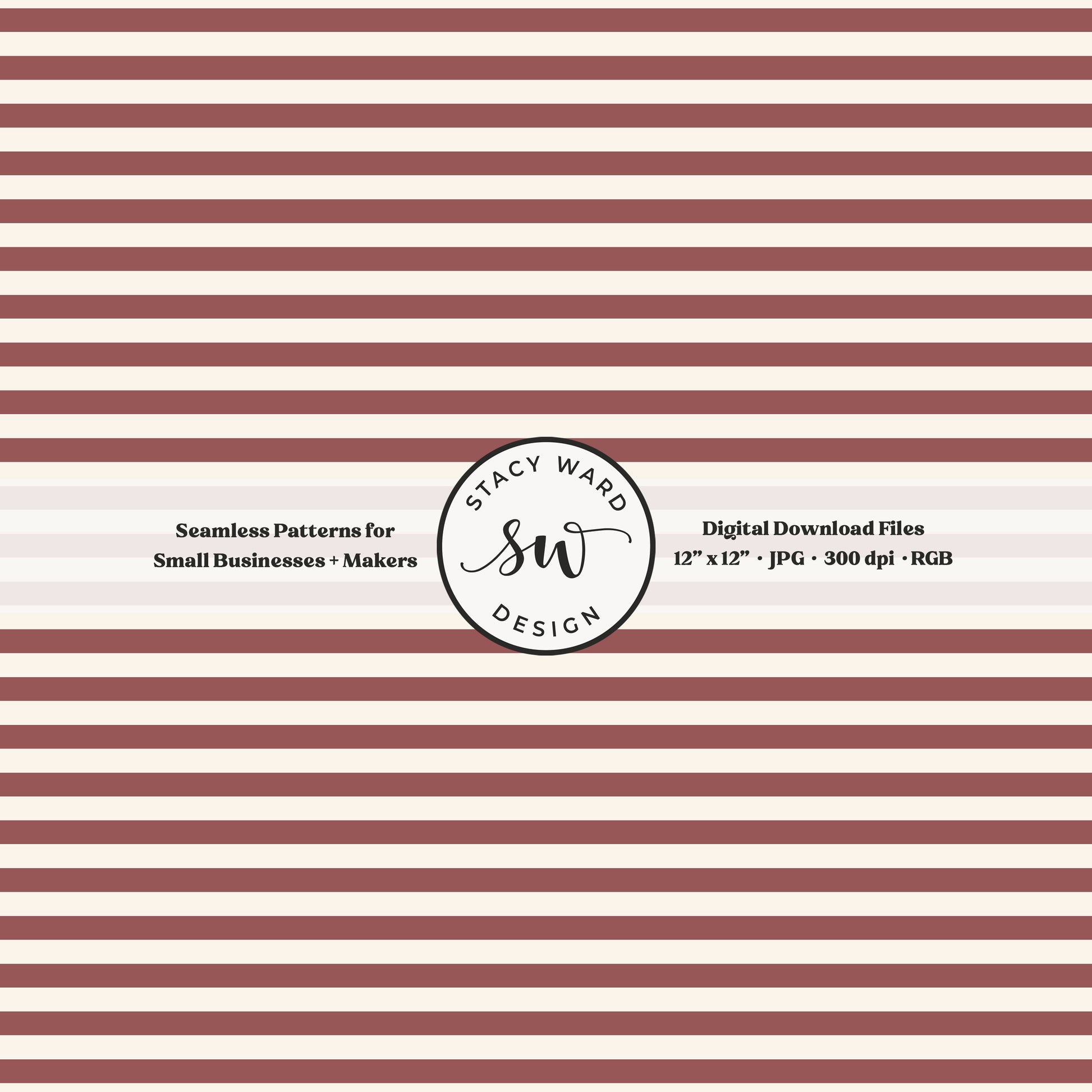 Classic 1/4" stripes seamless pattern in burgundy on cream small scale horizontal lines blender pattern for fabric printing