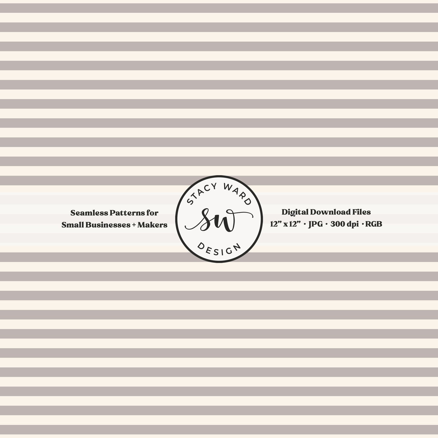 Classic 1/4" stripes seamless pattern in grayish brown on cream small scale horizontal lines blender pattern for fabric printing