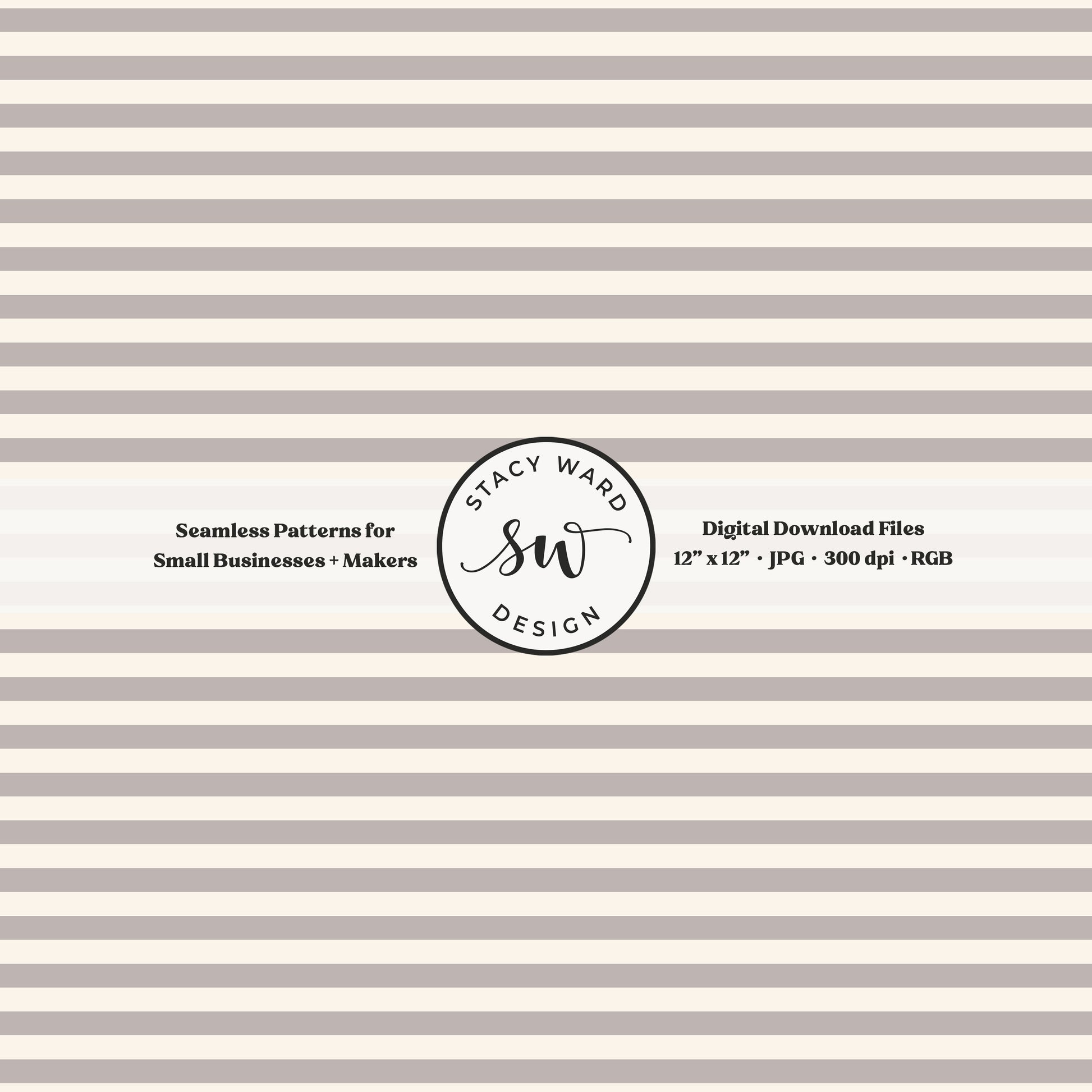 Classic 1/4" stripes seamless pattern in grayish brown on cream small scale horizontal lines blender pattern for fabric printing