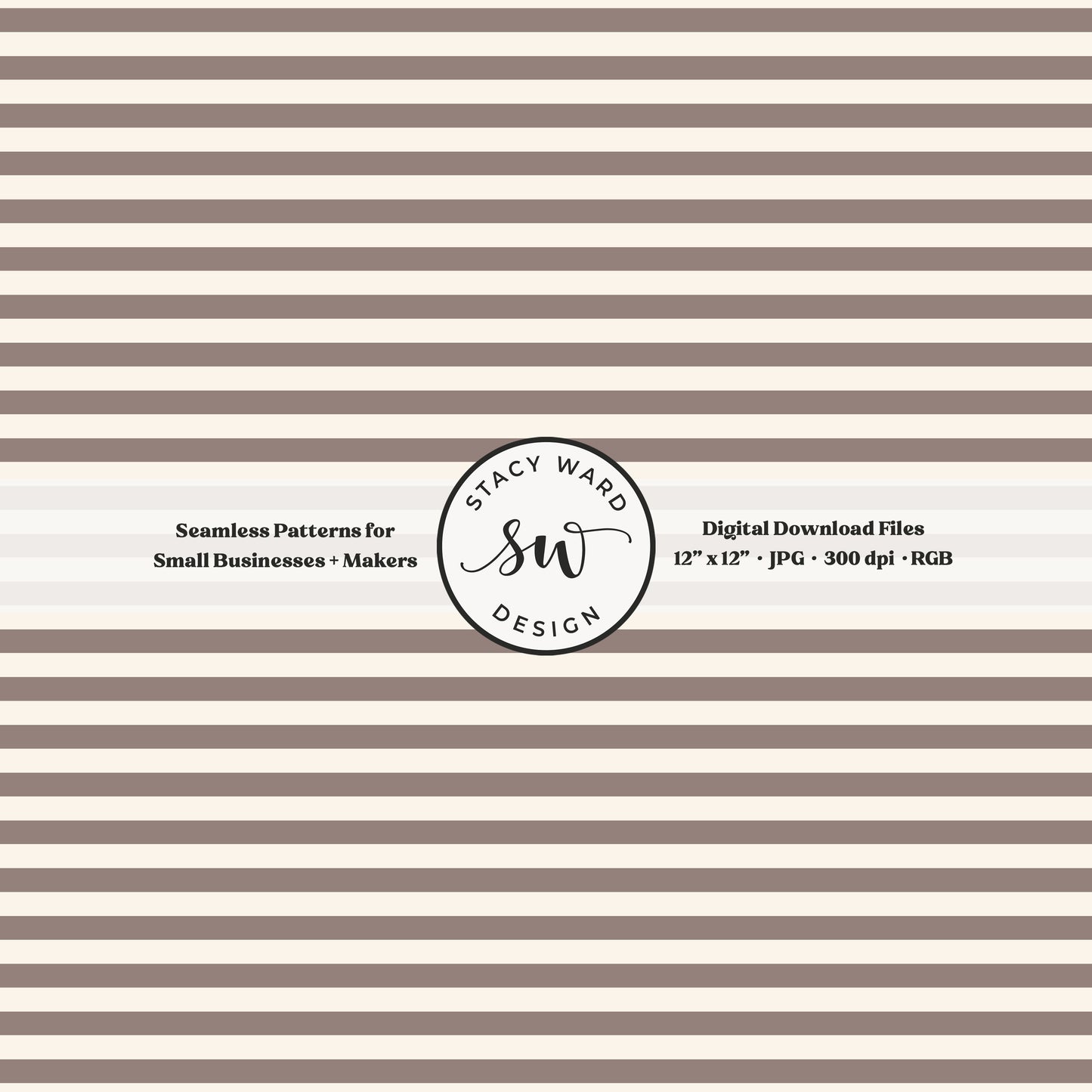 Classic 1/4" stripes seamless pattern in taupe beige on cream small scale horizontal lines blender pattern for fabric printing