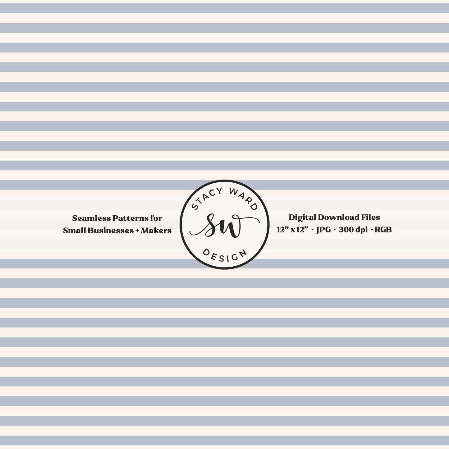 Classic 1/4" stripes seamless pattern in soft blue on cream small scale horizontal lines blender pattern for fabric printing