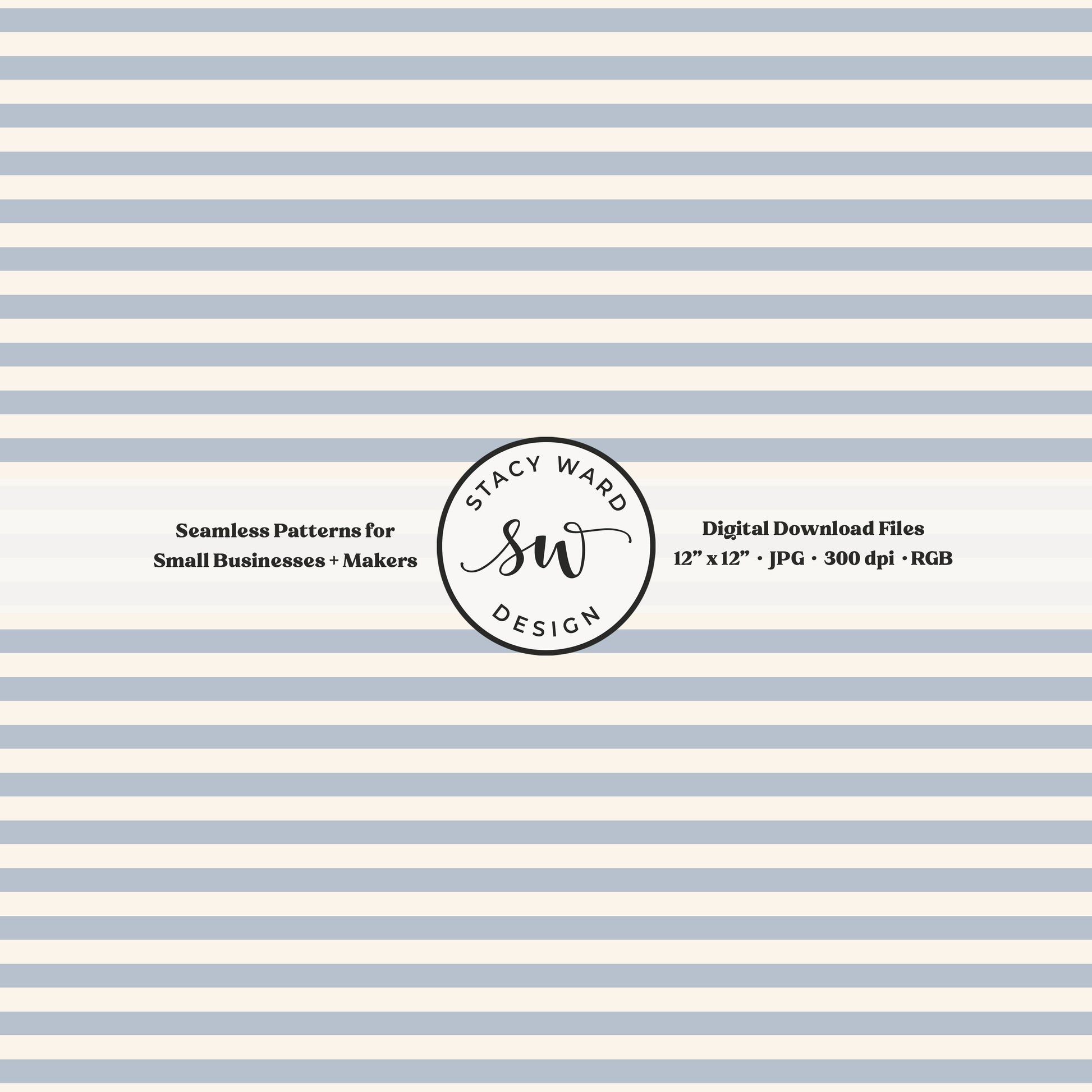 Classic 1/4" stripes seamless pattern in soft blue on cream small scale horizontal lines blender pattern for fabric printing
