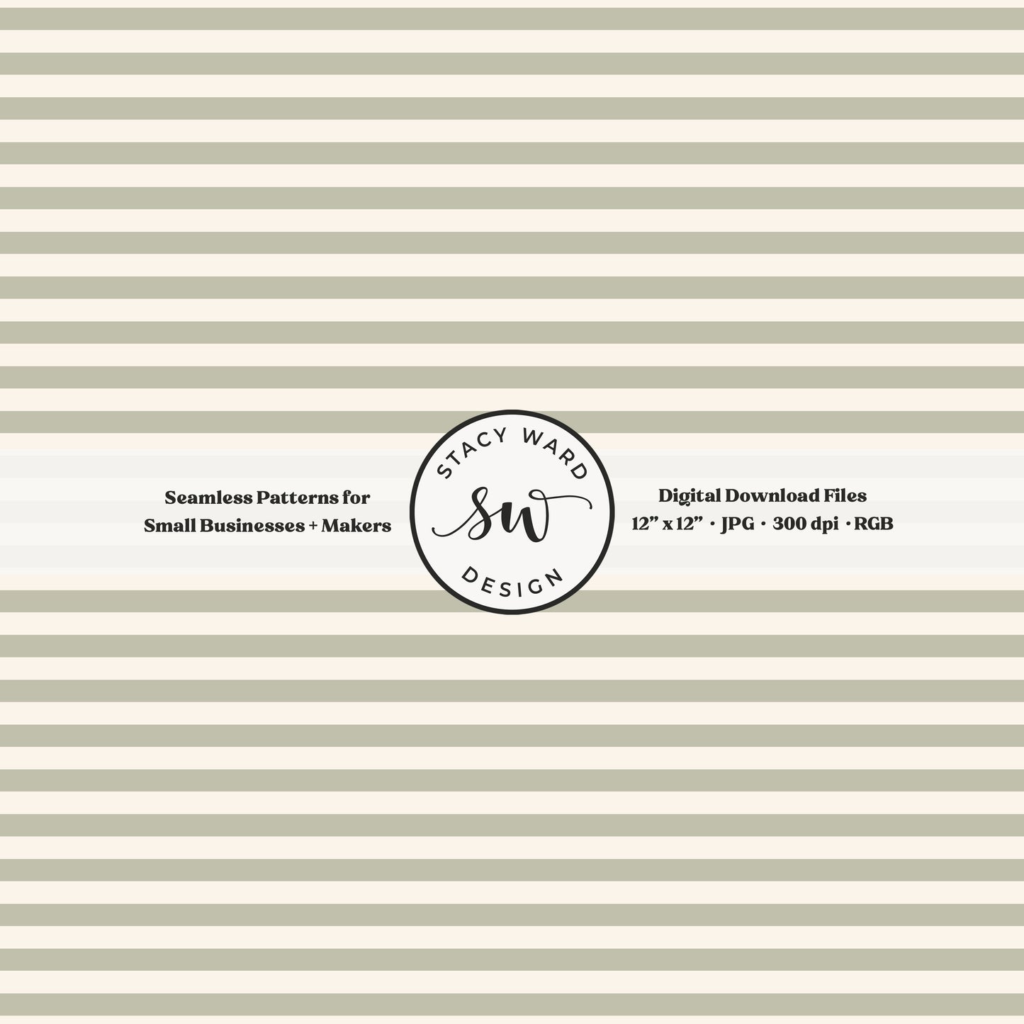 Classic 1/4" stripes seamless pattern in dusty sage on cream small scale horizontal lines blender pattern for fabric printing