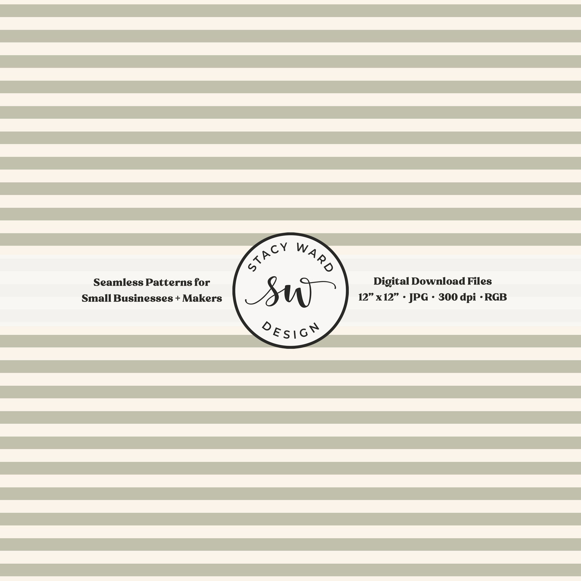 Classic 1/4" stripes seamless pattern in dusty sage on cream small scale horizontal lines blender pattern for fabric printing