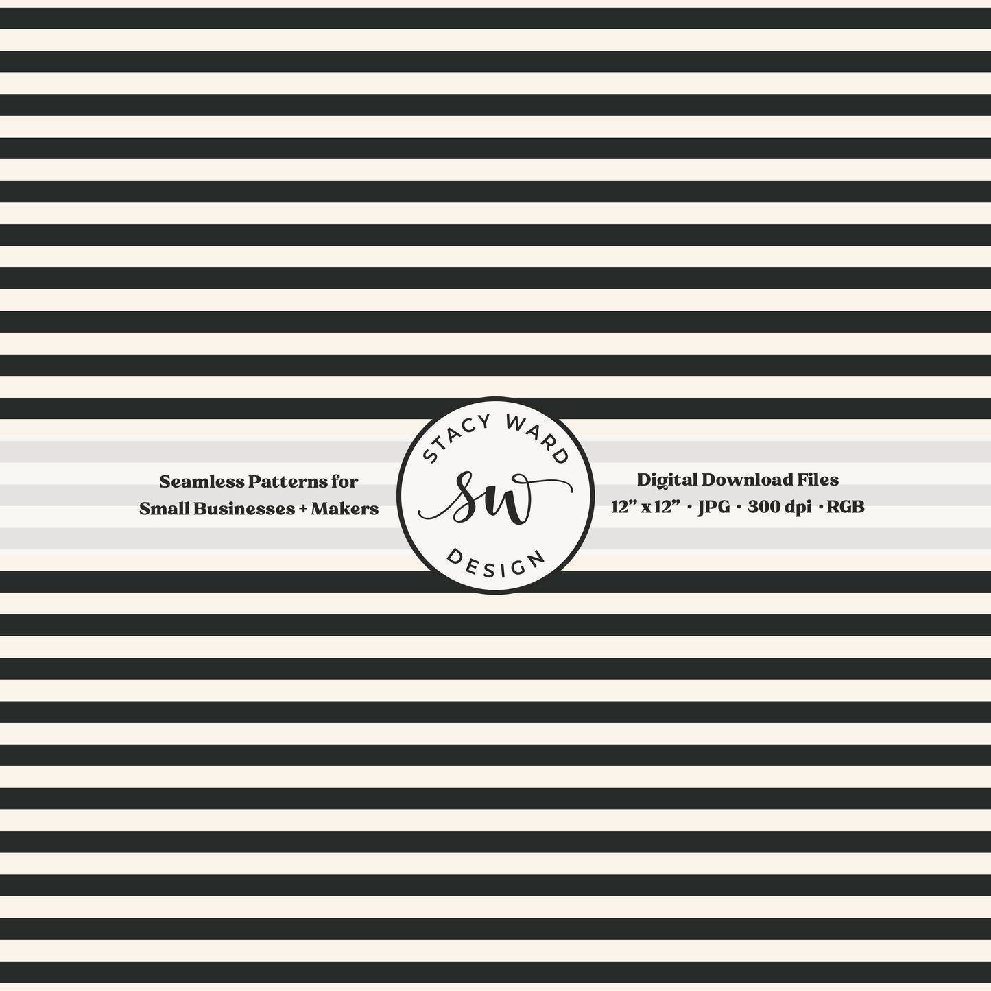 Classic 1/4" stripes seamless pattern in dark graphite on cream small scale horizontal lines blender pattern for fabric printing