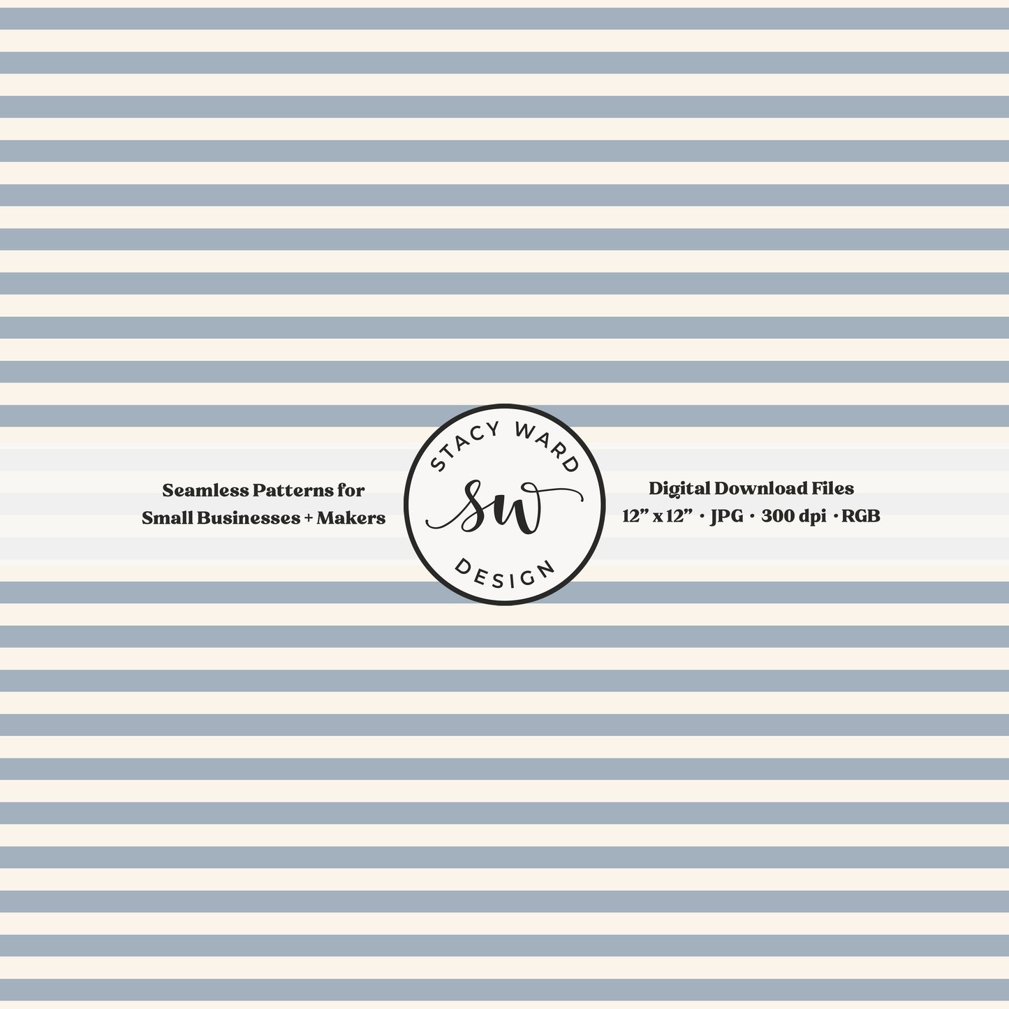 Classic 1/4" stripes seamless pattern in steel blue on cream small scale horizontal lines blender pattern for fabric printing