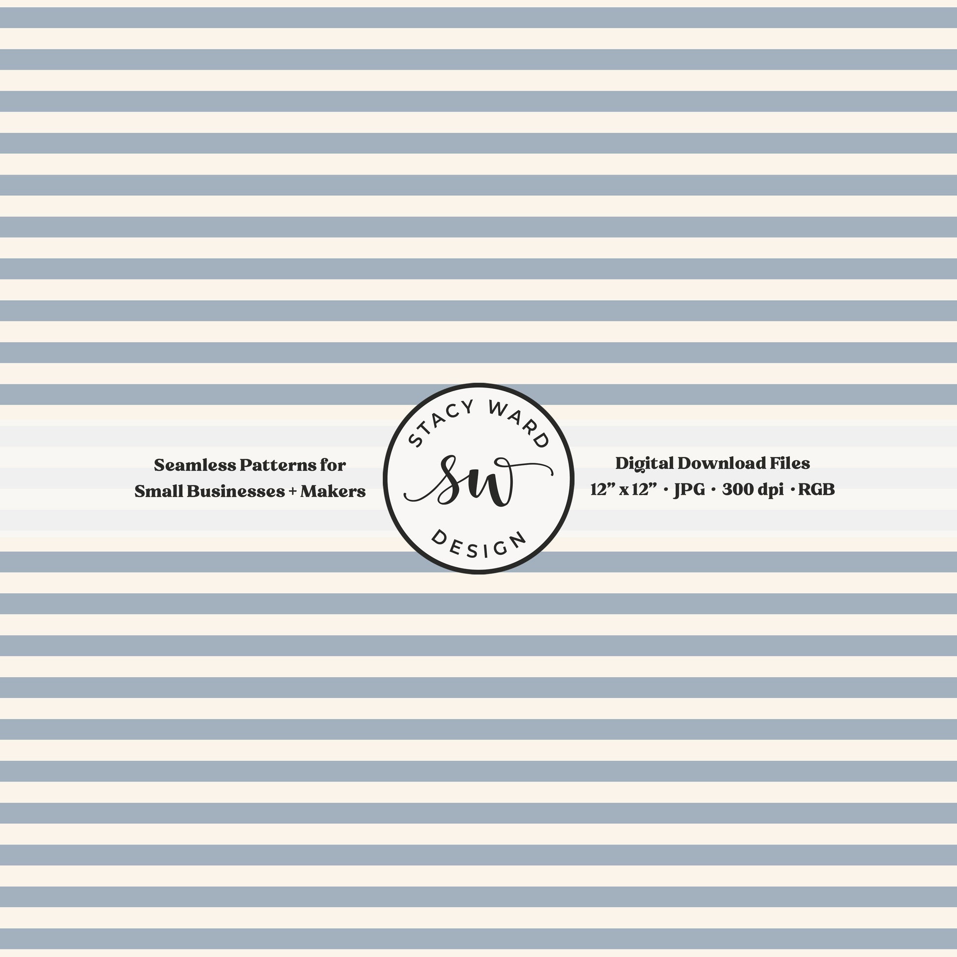 Classic 1/4" stripes seamless pattern in steel blue on cream small scale horizontal lines blender pattern for fabric printing