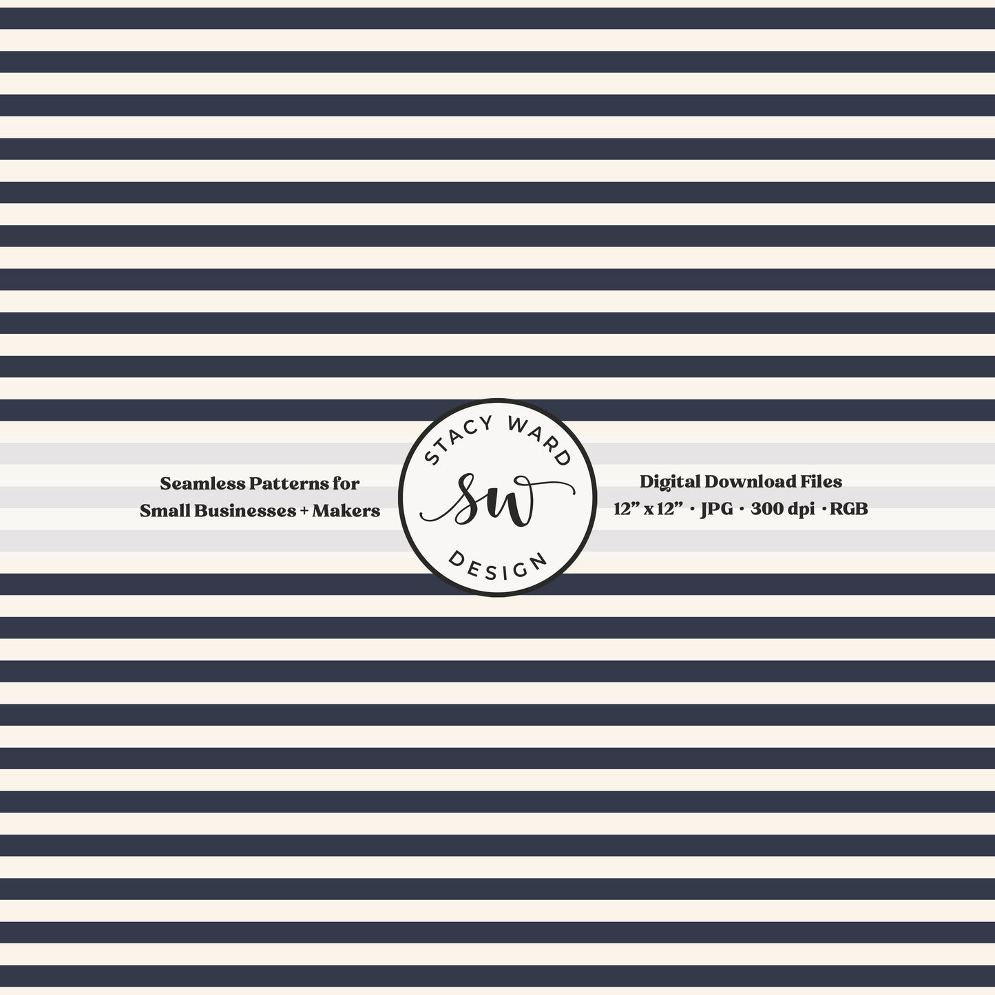 Classic 1/4" stripes seamless pattern in indigo blue on cream small scale horizontal lines blender pattern for fabric printing